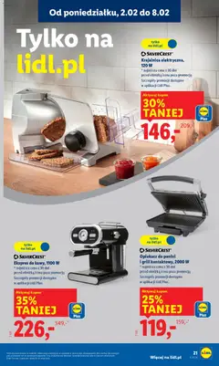 Pogląd oferty "Lidl Katalog" - ważna od 02.02.2026 | Strona: 21 | Produkty: Grill, Krajalnica, Opiekacz, Panini