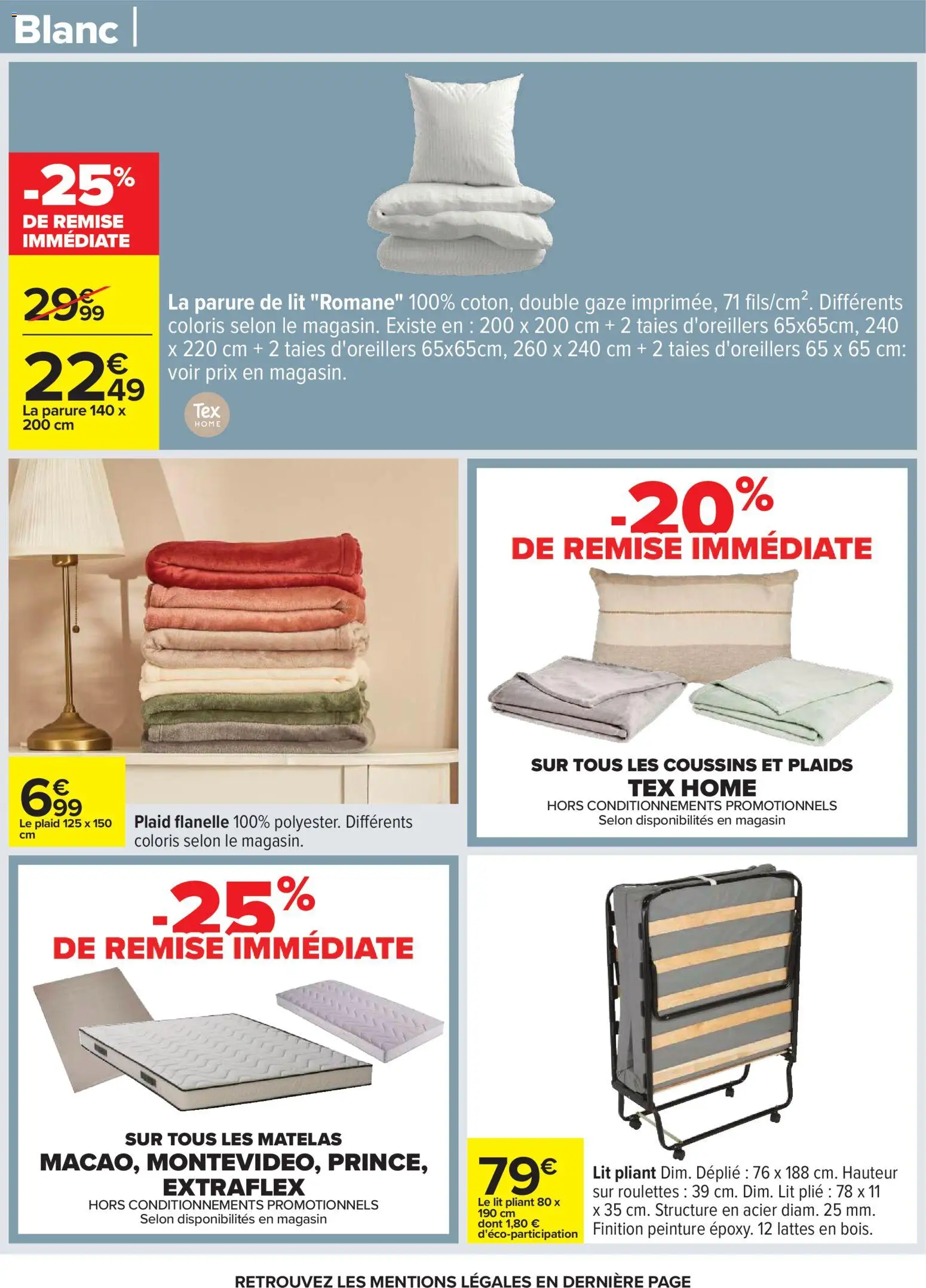 {H1} | Page: 69 | Produits: Parure de lit, Lit, Matelas
