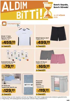 16.04.2026 tarihinden itibaren geçerli olan Migros kataloğu önizlemesi | Sayfa: 149 | Ürünler: Yastık, Yastık kılıfı, Şort, Çorap