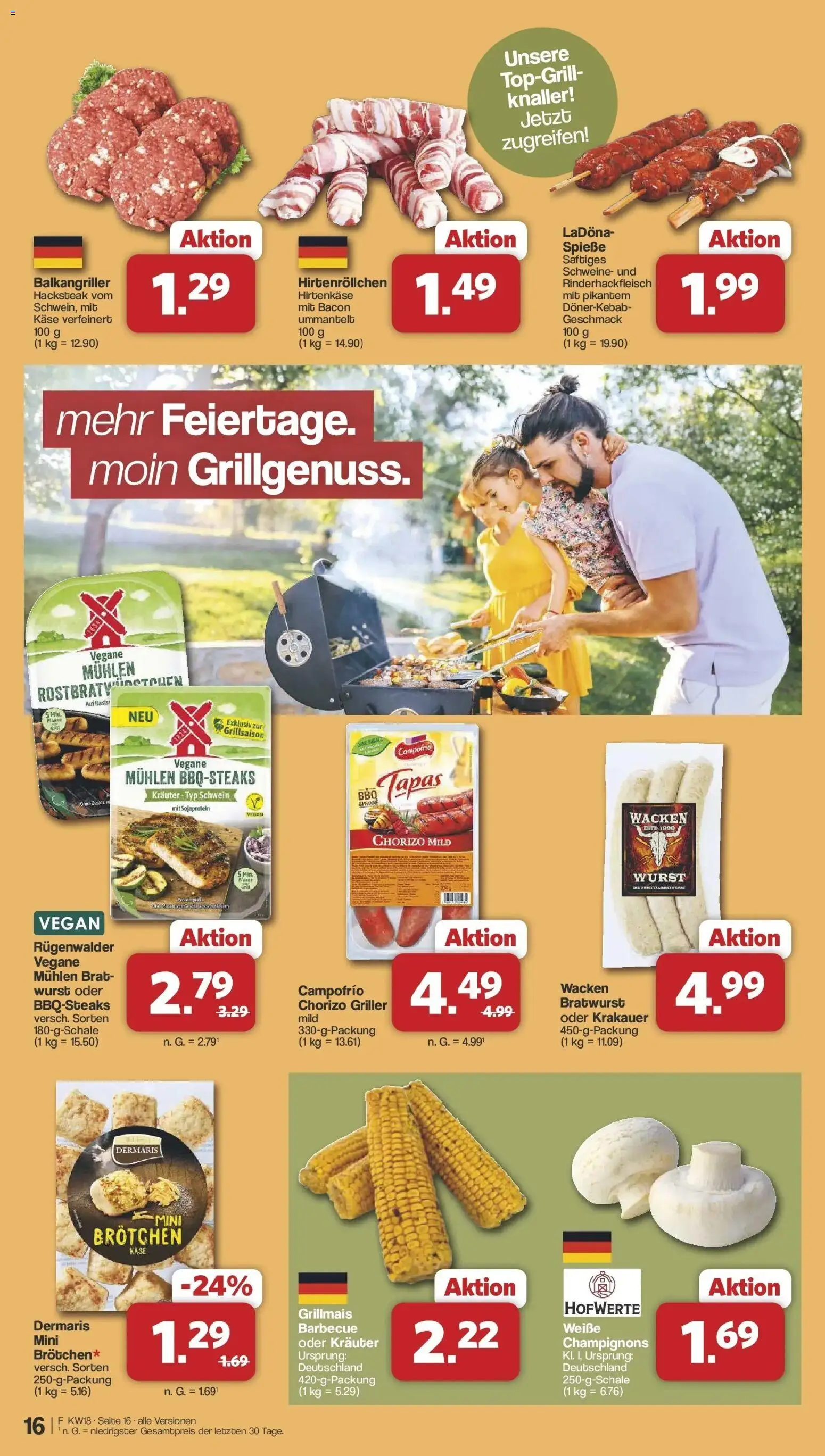 Famila Nordwest Wochenangebote – gültig ab 27.04.2026 | Seite: 16 | Produkte: Bratwurst, Champignons, Wurst, Griller
