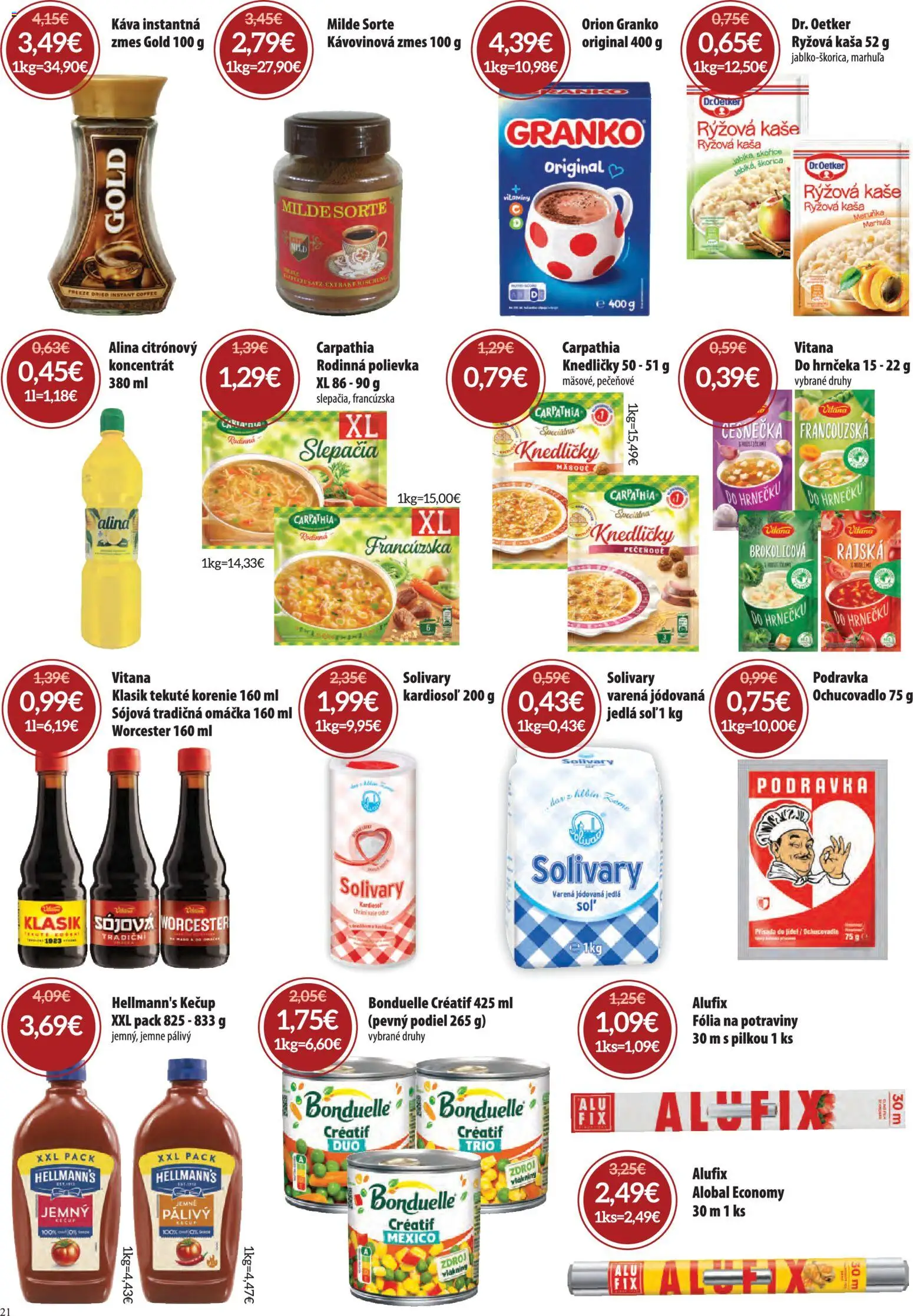 Nové Nitrazdroj akcie – leták je platný od 01.04.2026 | Strana: 21 | Produkty: Káva, Kečup, Omáčka, Granko