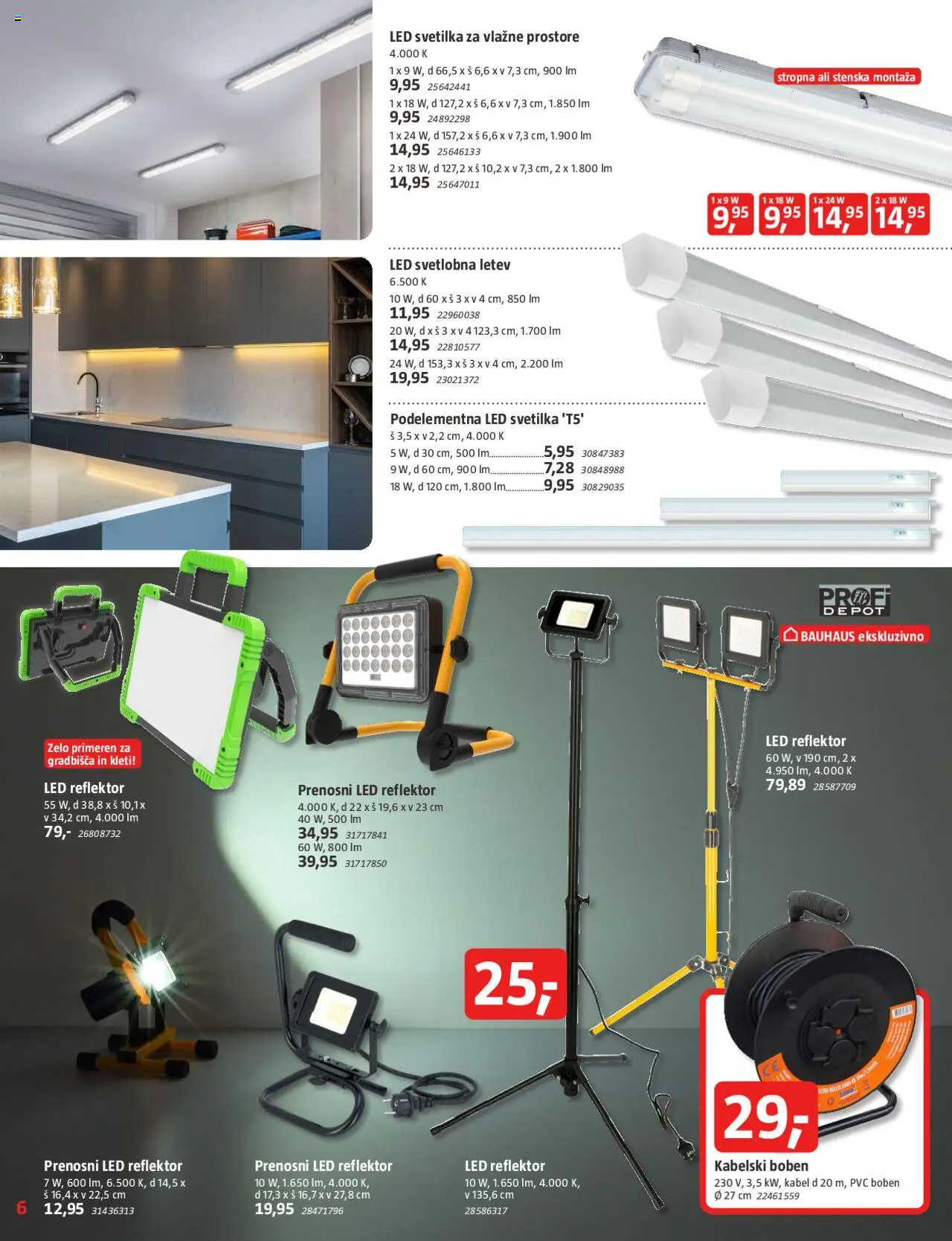 Bauhaus katalog │ velja od 31.07.2025 | Stran: 6 | Izdelki: Led svetilka, Led reflektor, Kabel, Svetilka