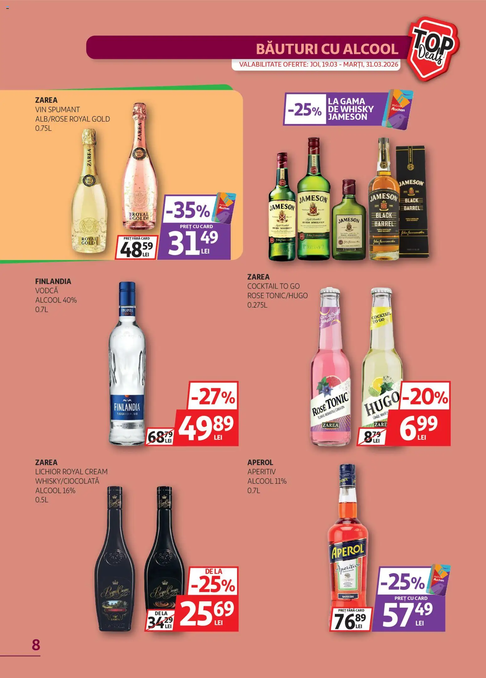 Noul catalog Auchan – valabil de la 19.03.2026 | Pagină: 8 | Produse: Su ısıtıcı, Lichior, Demirhindi, Aperol
