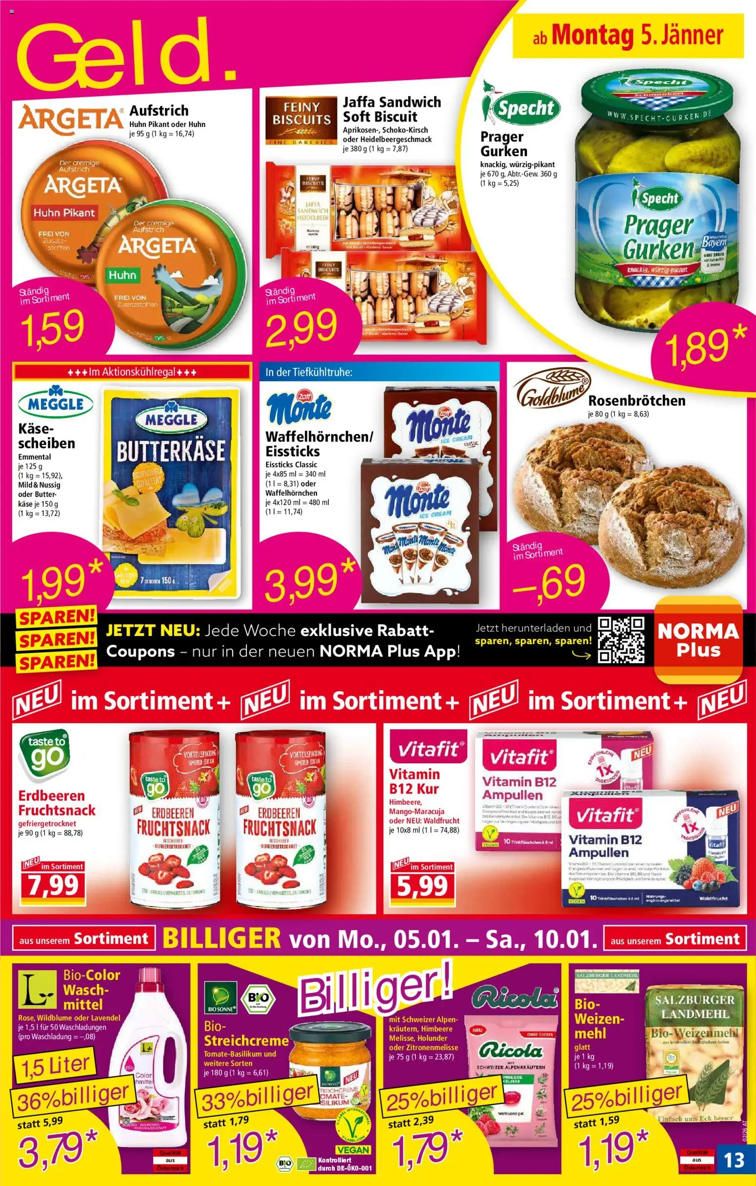 Norma Flugblatt gültig ab 05.01.2025 | Seite: 13 | Produkte: Gurken, Himbeere, Butter, Käse