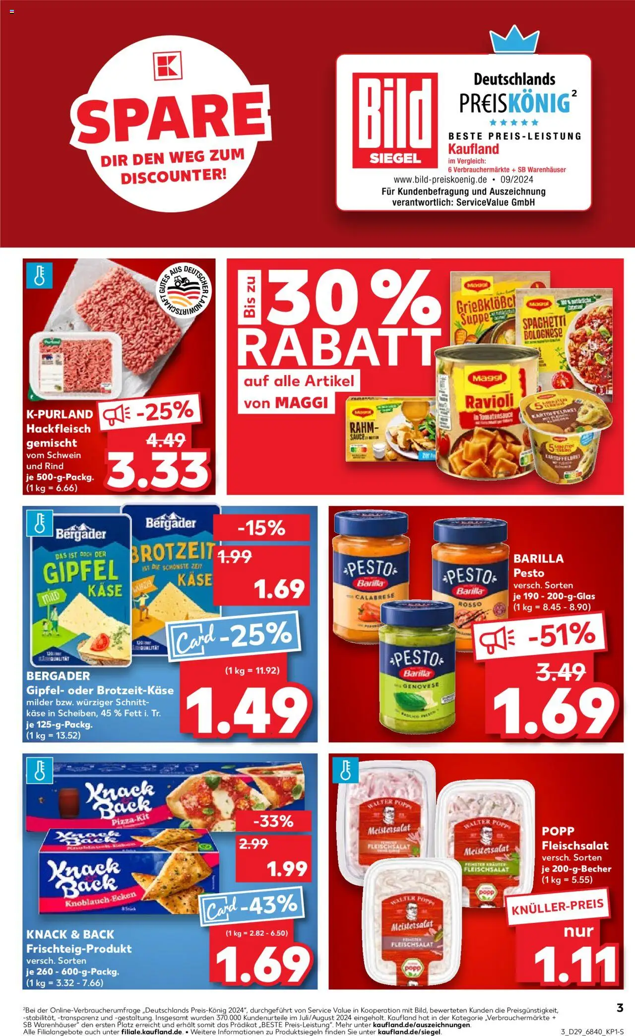 Kaufland prospekt Kiel	 - gültig ab dem 17.07.2025 | Seite: 3 | Produkte: Maggi, Barilla, Barilla pesto, Hackfleisch