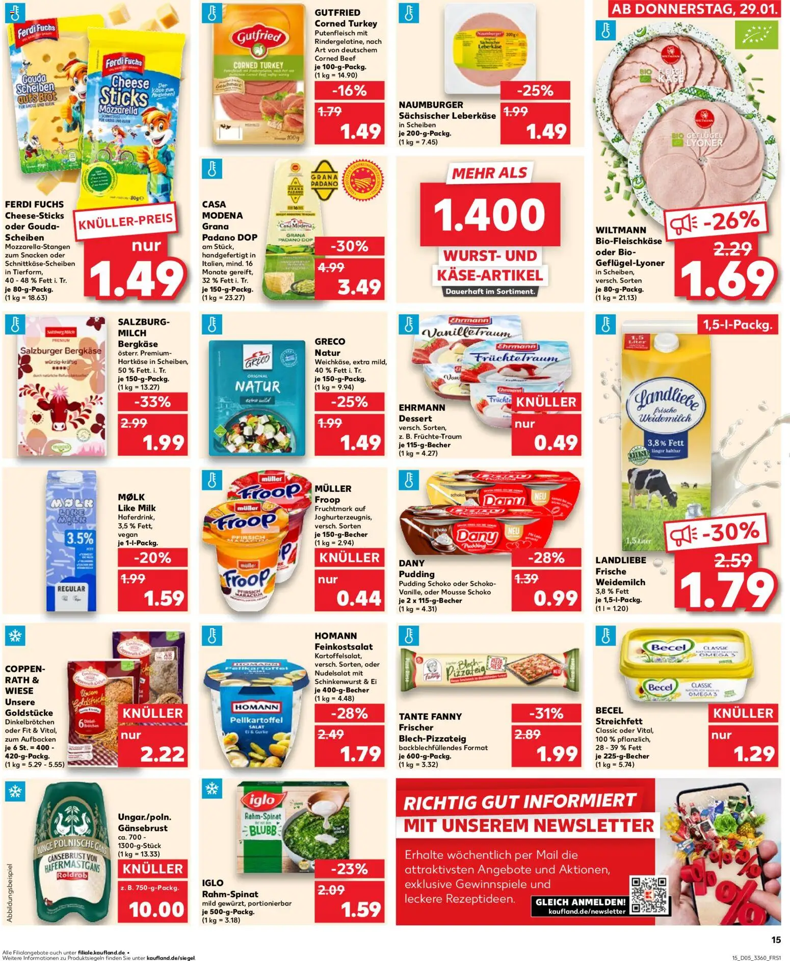 Kaufland prospekt Berlin	 – gültig ab 29.01.2026 | Seite: 15 | Produkte: Froop, Gouda, Pudding, Leberkase