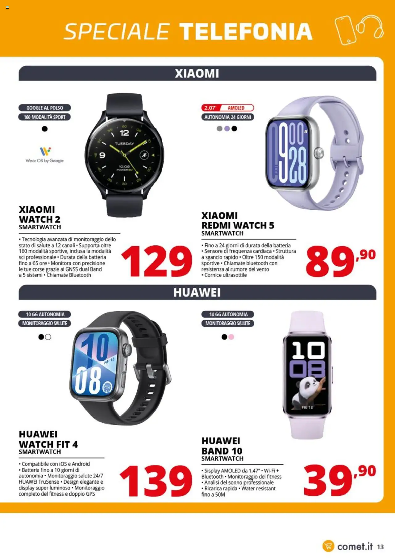 Volantino Comet del 15.09.2025 | Pagina: 13 | Prodotti: Xiaomi, Huawei, Smartwatch, Batteria