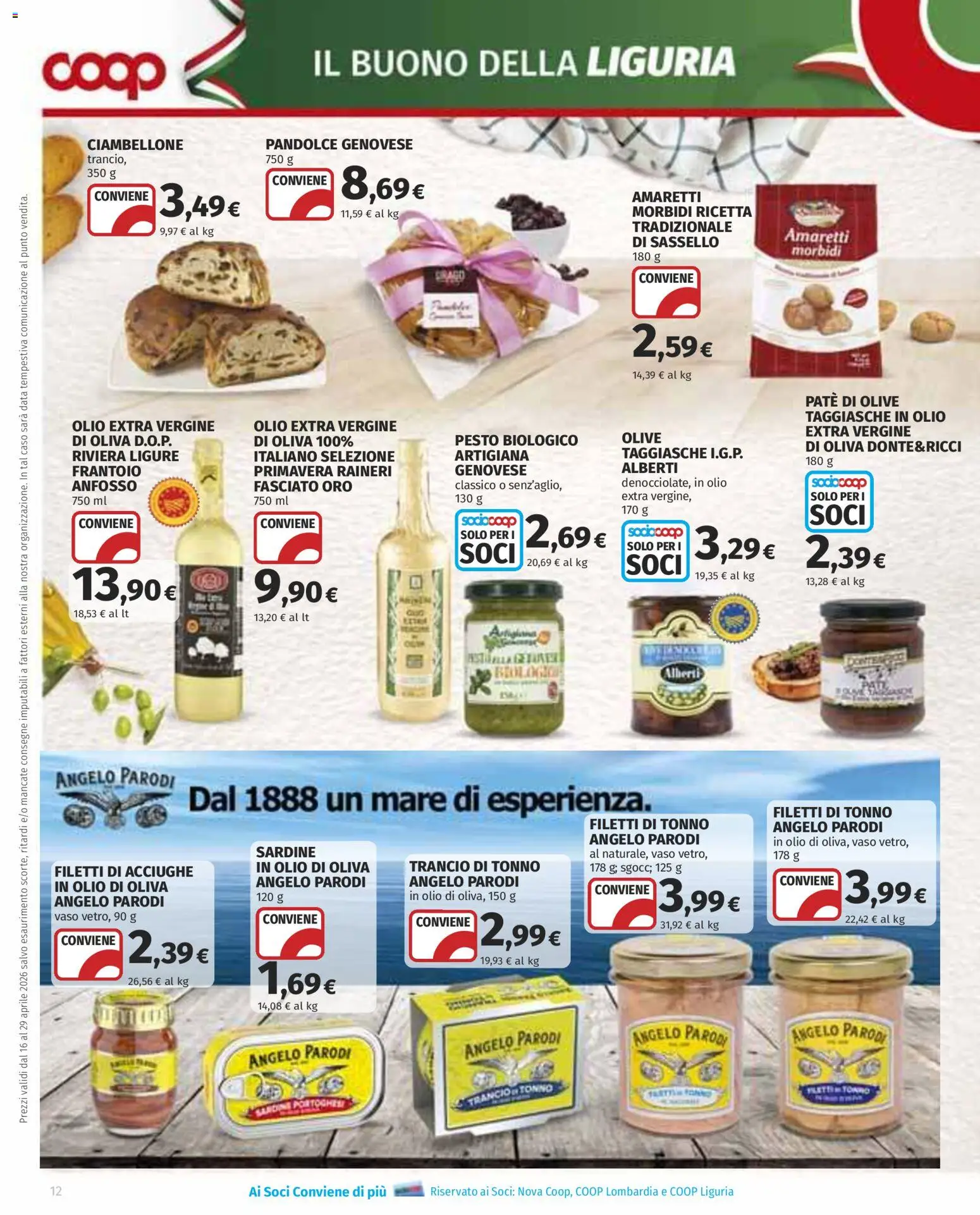 Volantino COOP del 16.04.2026 | Pagina: 12 | Prodotti: Olio, Data, Pesto, Acciughe