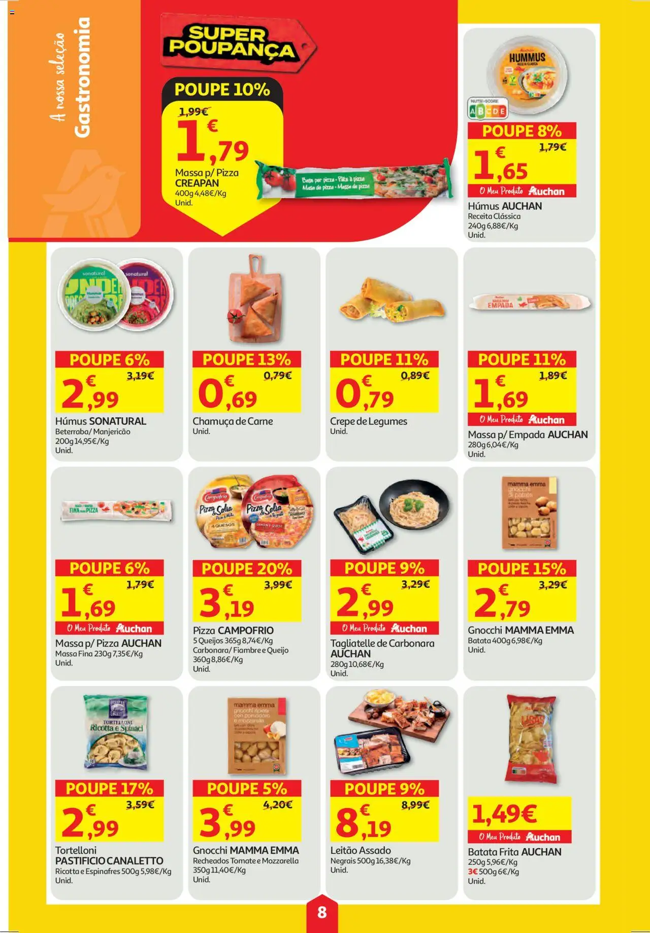 Auchan folheto │ válido de 18.09.2025 | Página: 8 | Produtos: Espinafres, Batata frita, Queijo, Carne