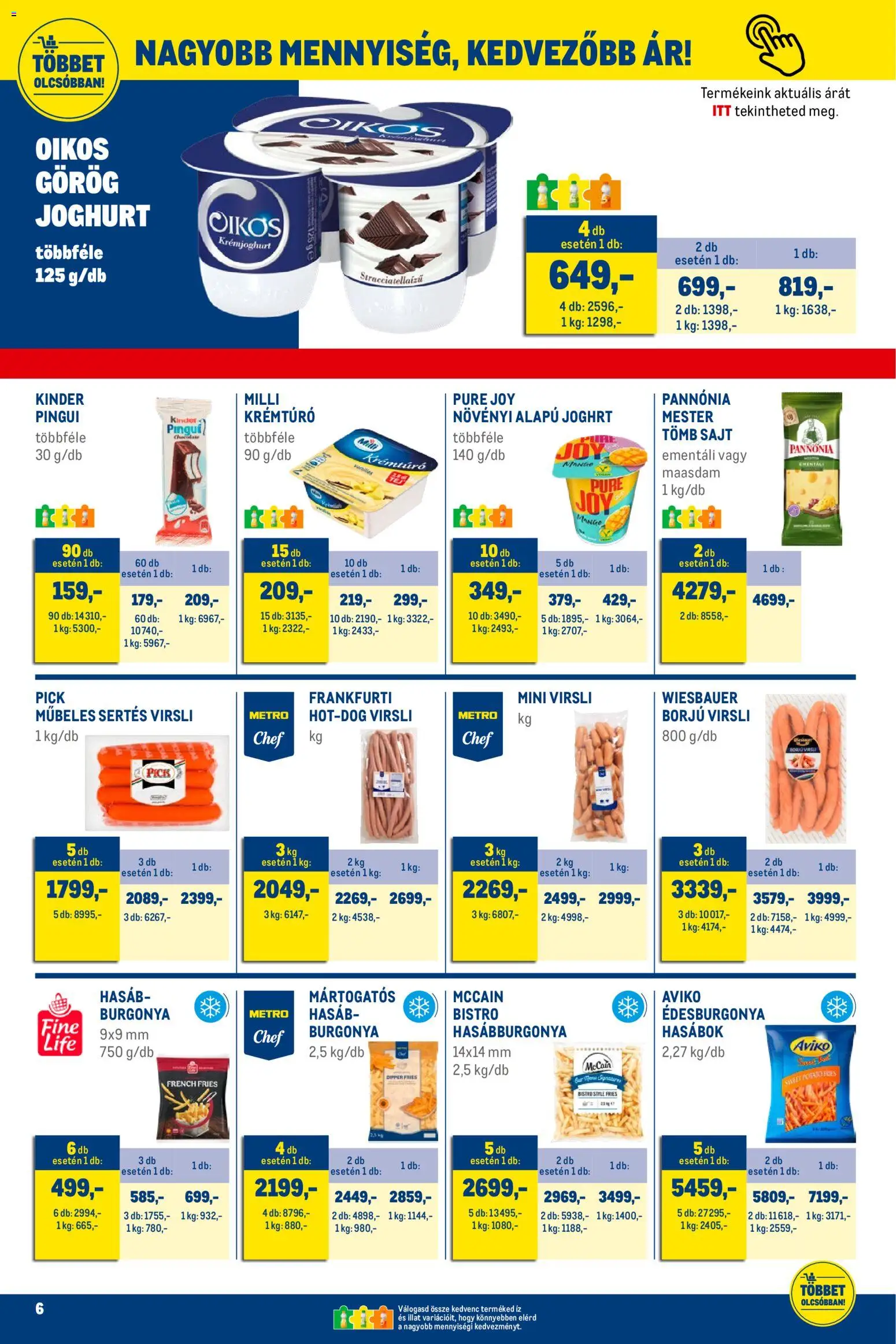 Metro akciós ujság - amely érvényes a következő dátumtól: 01.12.2025 | Oldal: 6 | Termékek: Burgonya, Pick, Joghurt, Hasábburgonya