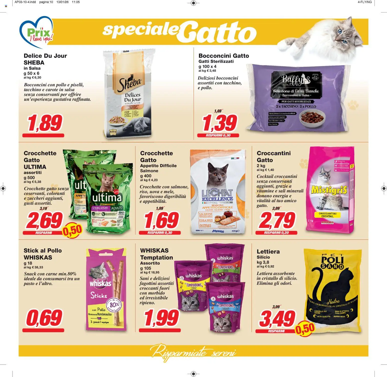 Volantino Prix del 23.01.2026 | Pagina: 10 | Prodotti: Salsa, Tacchino, Crocchette, Crocchette gatto