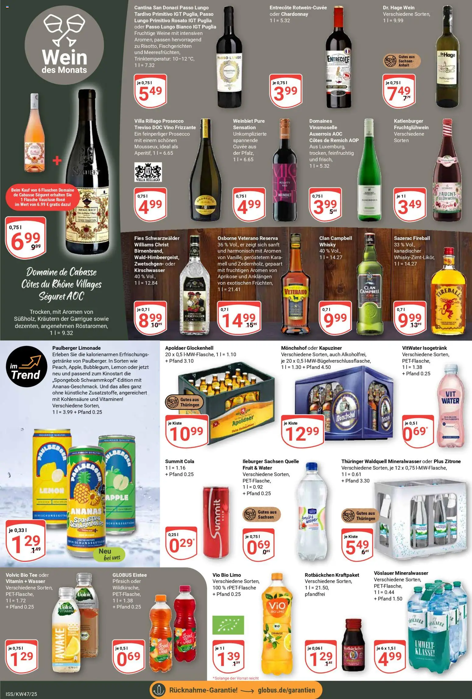 Globus Prospekt 	 – gültig ab 17.11.2025 | Seite: 15 | Produkte: Limonade, Entrecote, Prosecco, Zitrone