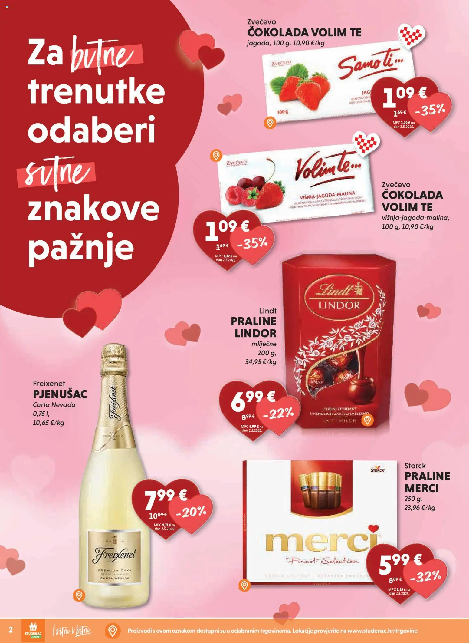 Studenac katalog | vrijedi od 11.02.2026 | Stranica: 2 | Proizvodi: Lindt, Praline, Čokolada, Merci