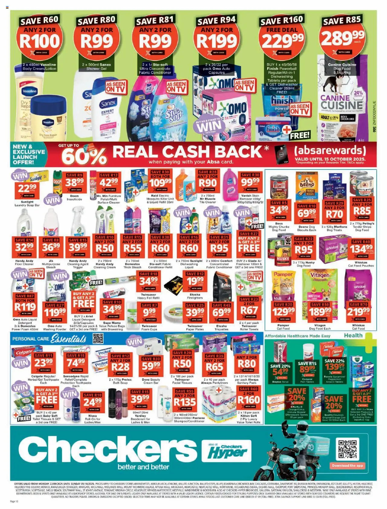 New Checkers catalogue – valid from 22.09.2025 | Page: 10 | Products: TV, Shower, Rice, Dog food