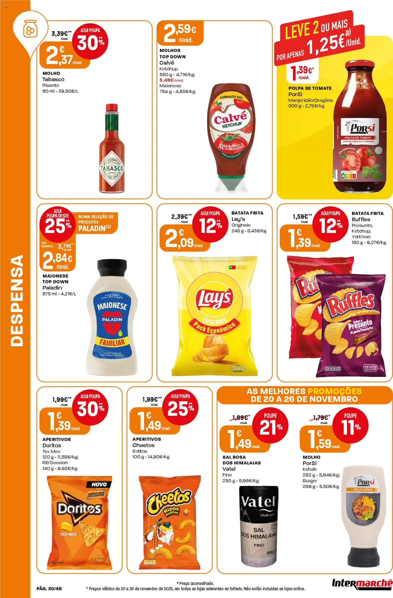 Intermarché folheto │ válido de 20.11.2025 | Página: 30 | Produtos: Orégãos, Batata frita, Sal, Tomate