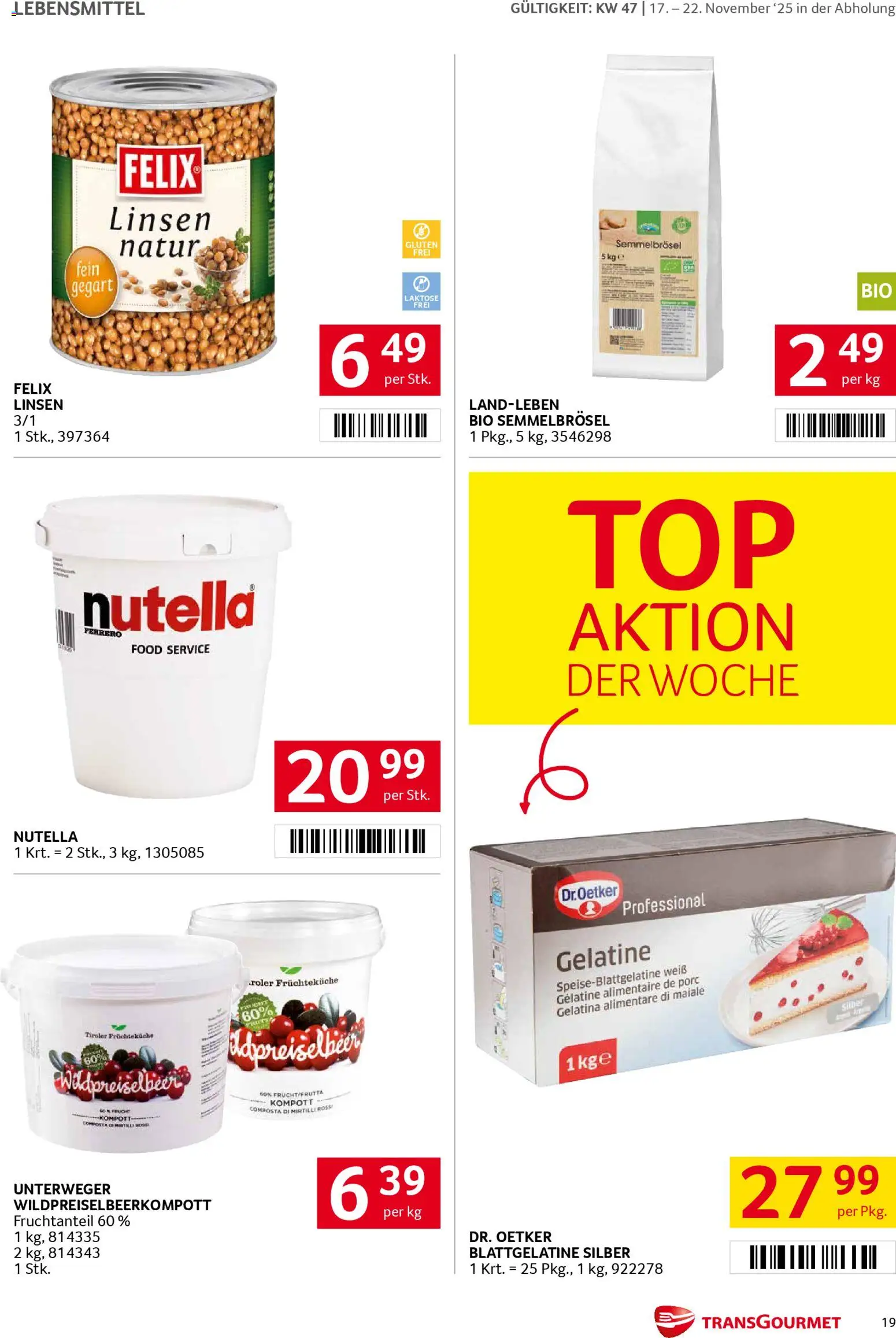 Transgourmet Flugblatt gültig ab 17.11.2025 | Seite: 19 | Produkte: Libacomb