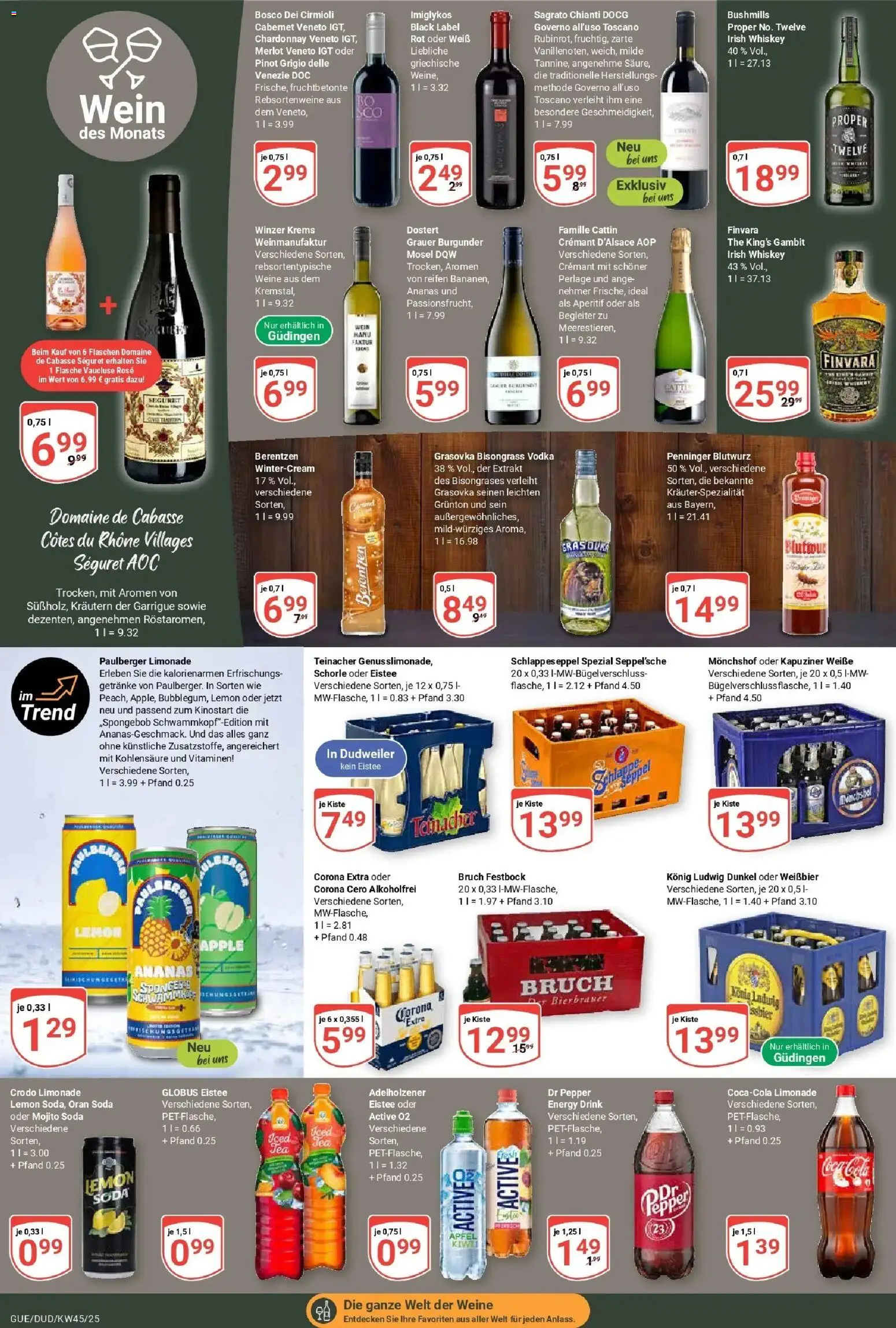 Globus prospekt Saarbrücken-Dudweiler	 (ab 02.11.2025) » Angebote online | Seite: 18 | Produkte: Weißbier, Adelholzener, Whiskey, Berentzen