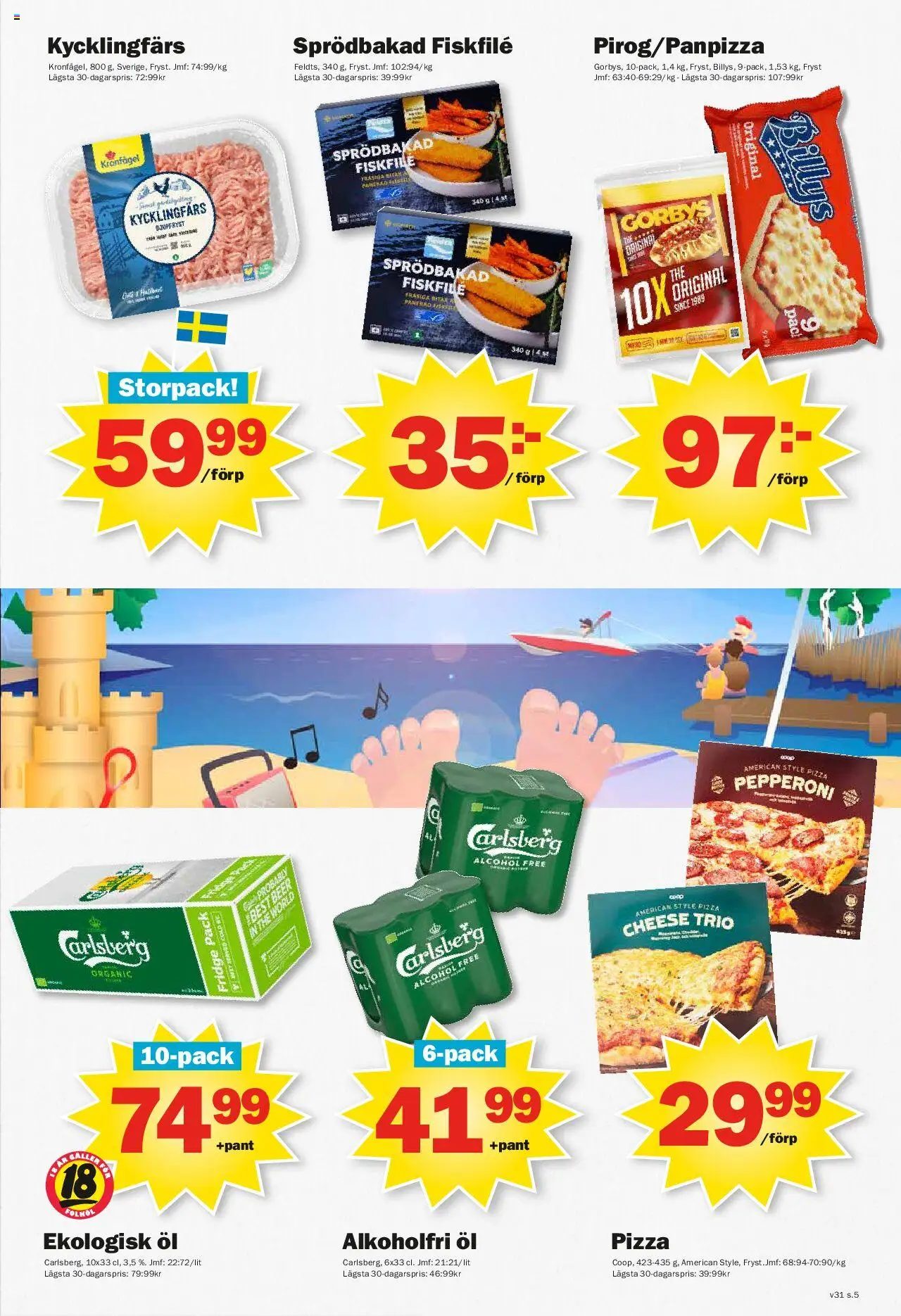 Pekås reklamblad aktuell från 28.07.2025 | Sida: 5 | Produkter: Pizza, Öl