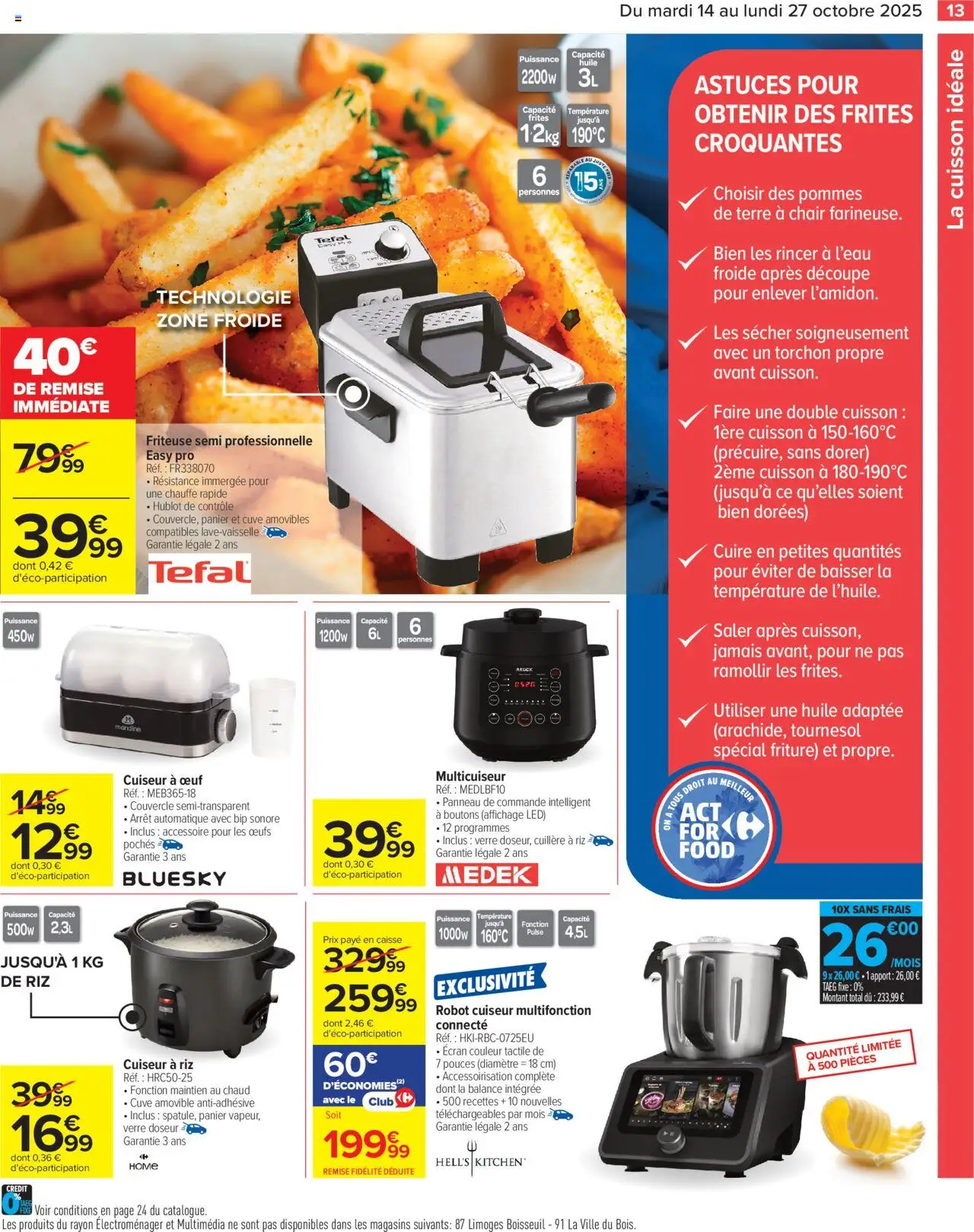 {H1} | Page: 13 | Produits: Friteuse, Frites, Panier, Huile
