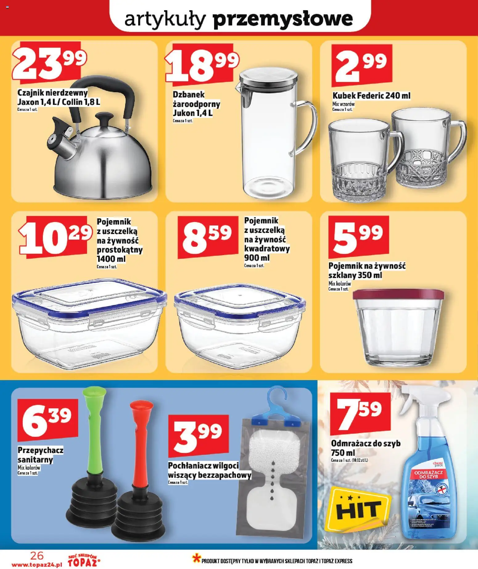 Topaz Gazetka MAZ od 29.01.2026 | Strona: 26 | Produkty: Dzbanek, Czajnik, Artykuły przemysłowe