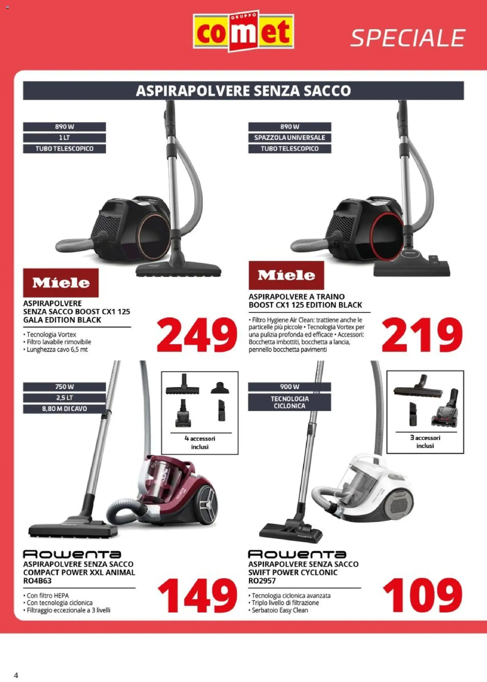Volantino Comet del 09.01.2026 | Pagina: 4 | Prodotti: Spazzola, Tubo, Pennello, Aspirapolvere