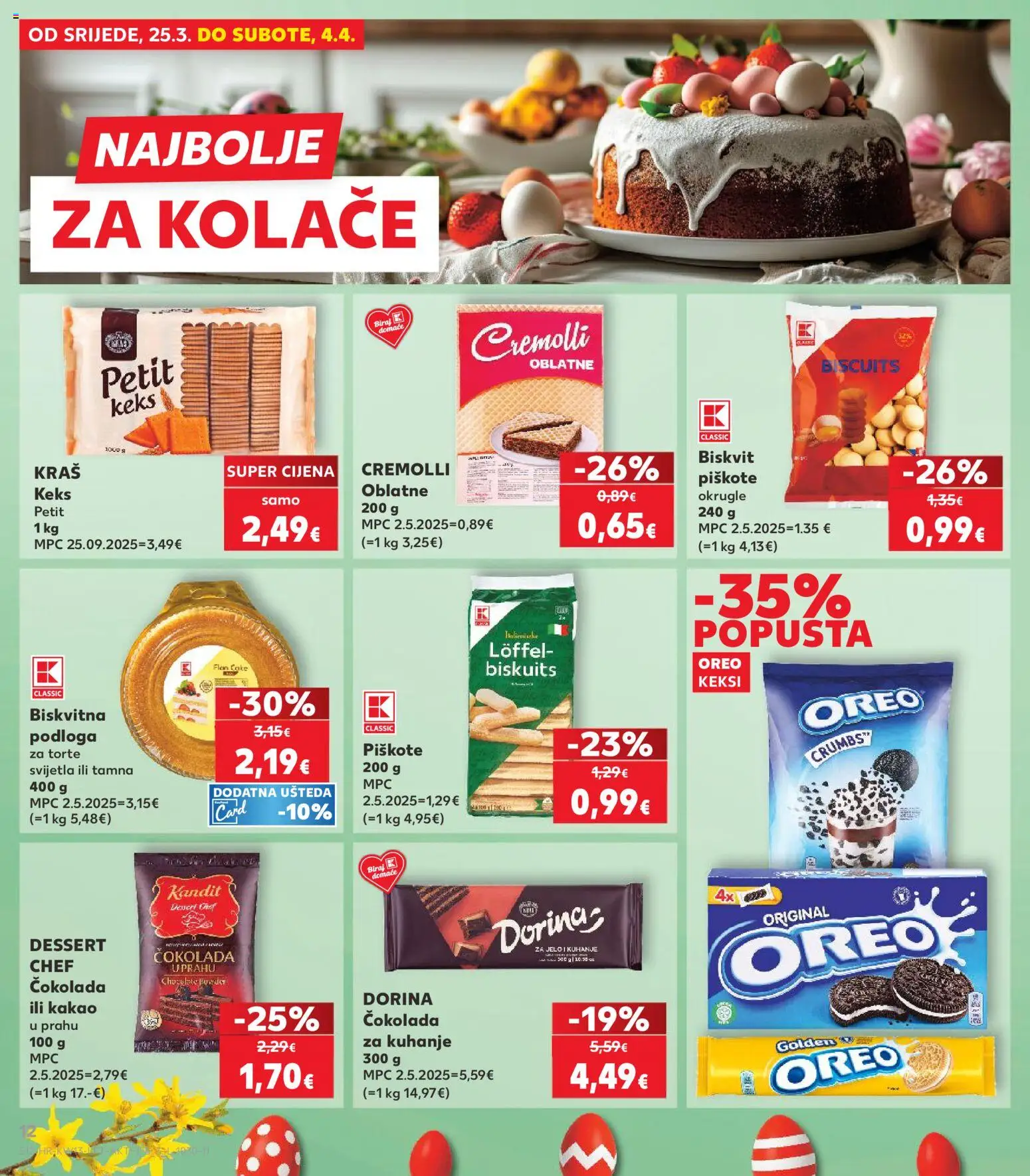 Kaufland katalog | vrijedi od 25.03.2026 | Stranica: 12 | Proizvodi: Dorina, Keksi, Čokolada, Keks