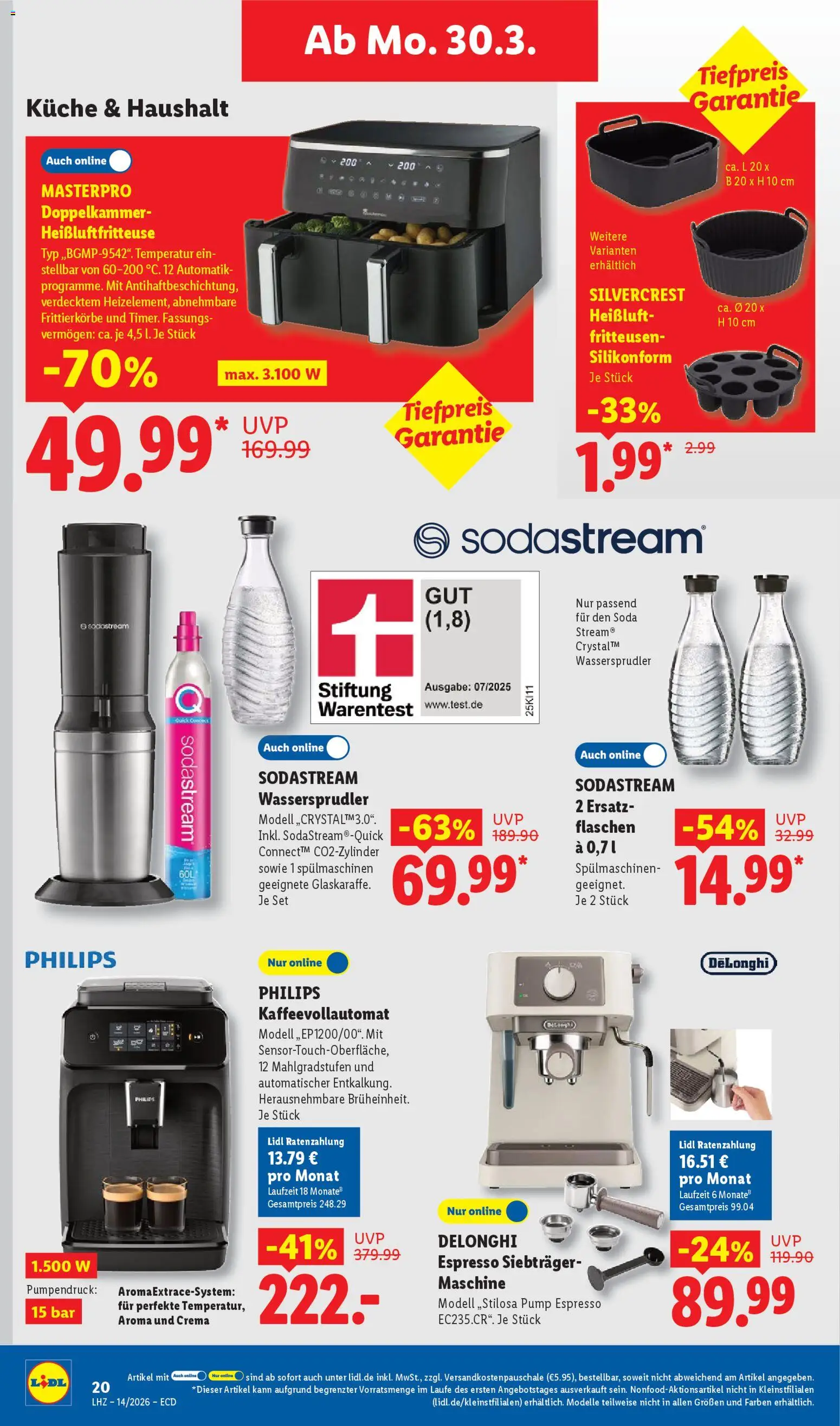 Lidl Prospekt – gültig ab 30.03.2026 | Seite: 40 | Produkte: Philips, Küche, Heißluftfritteuse, Sodastream