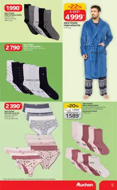 Auchan - Textil ajánlataink - amely érvényes a következő dátumtól: 05.02.2026 | Oldal: 5 | Termékek: Köntös, Férfi köntös, Zokni