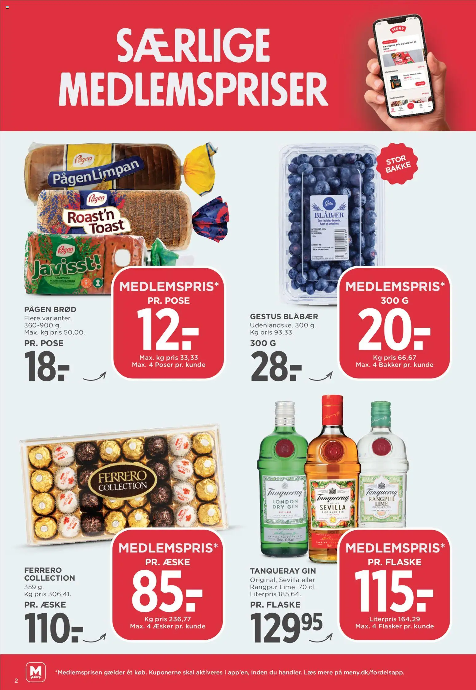 Meny tilbudsavis – gyldig fra 27.03.2026 | Side: 2 | Produkter: Blåbær, Brød, Gin