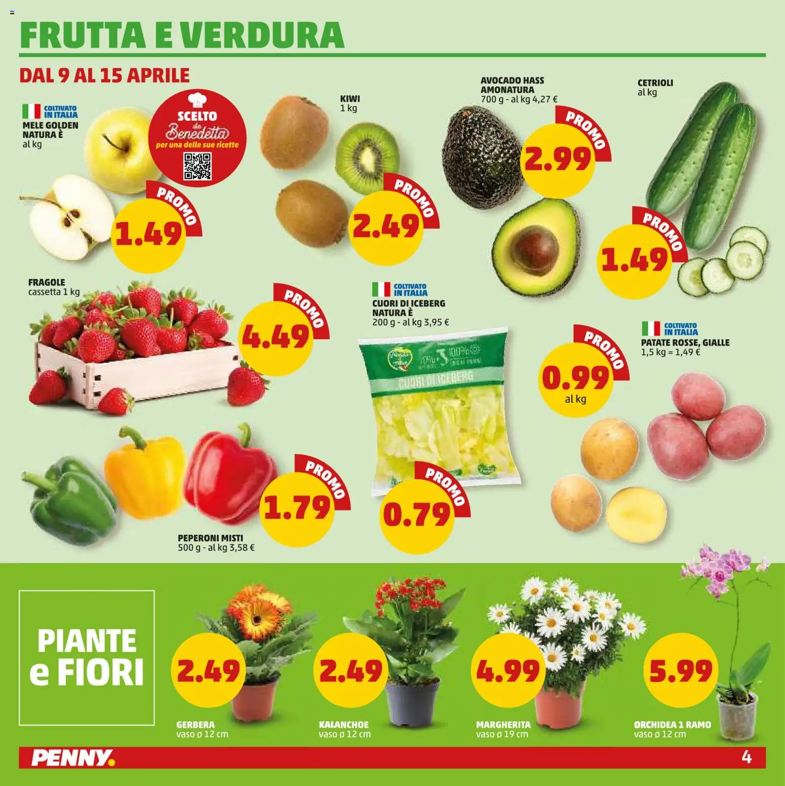 Volantino PENNY del 09.04.2026 | Pagina: 4 | Prodotti: Fragole, Cetrioli, Avocado, Vaso