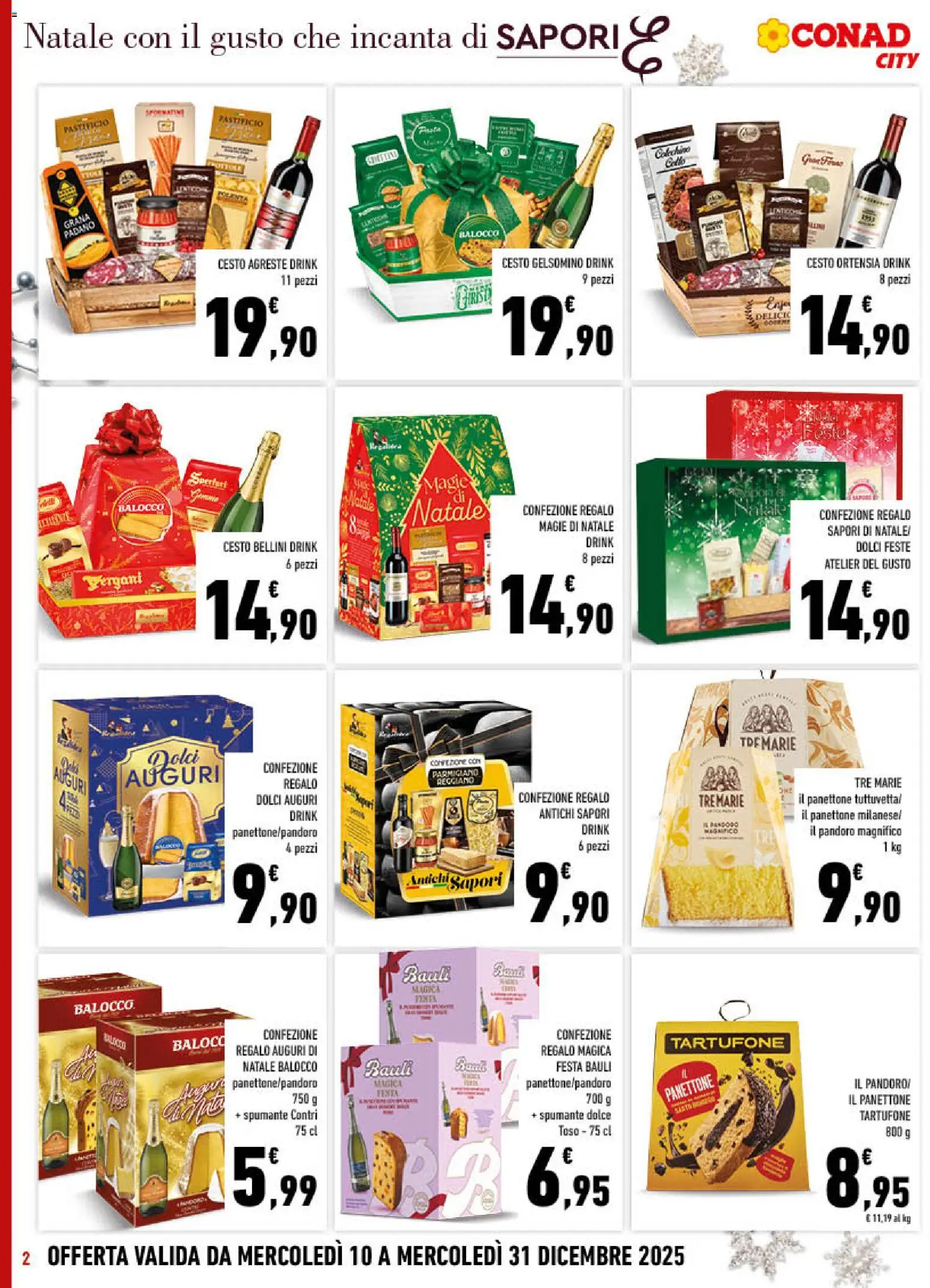 Volantino Conad del 10.12.2025 | Pagina: 2 | Prodotti: Pandoro, Panettone, Spumante, Grana Padano