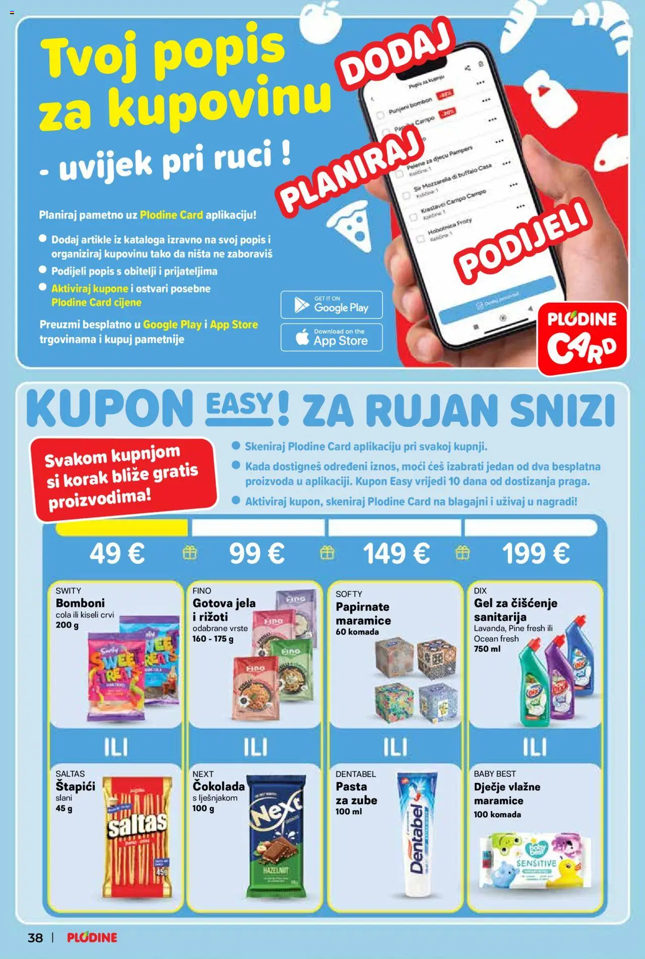 Plodine katalog | vrijedi od 10.09.2025 | Stranica: 38 | Proizvodi: Pelene, Sir, Bomboni, Pampers