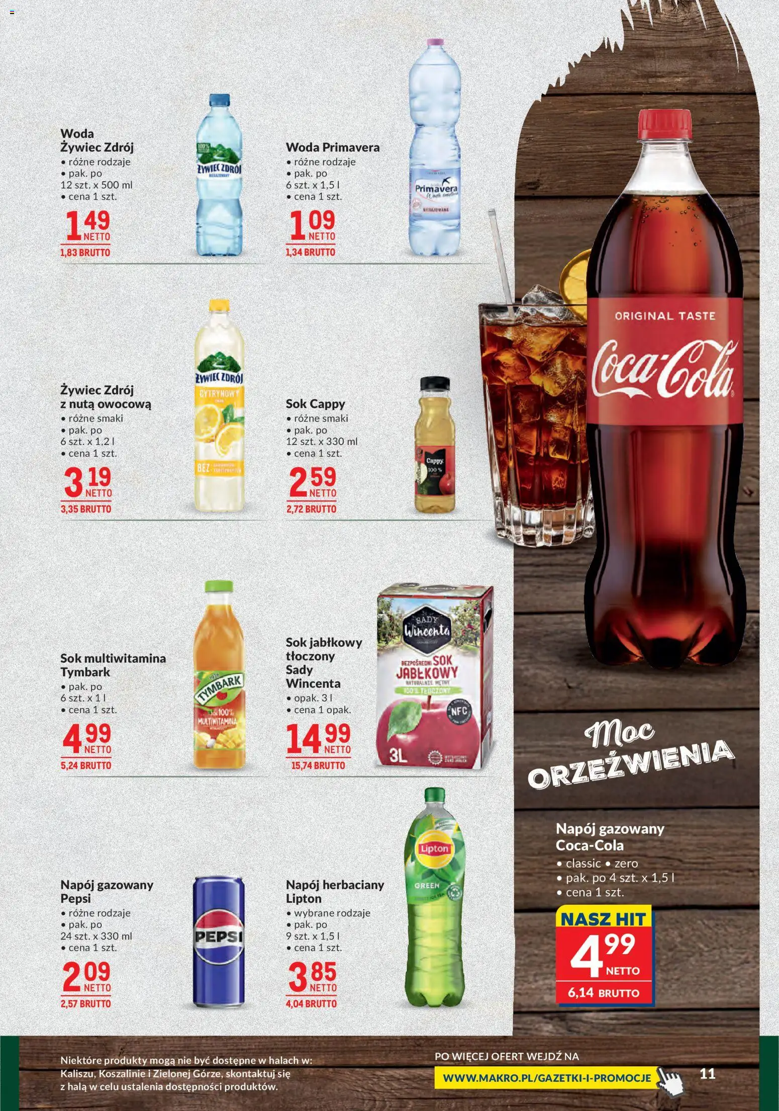 Makro gazetka - Grill-Ogród od 21.04.2026 | Strona: 11 | Produkty: Sok multiwitamina, Sok jabłkowy, Sok, Woda