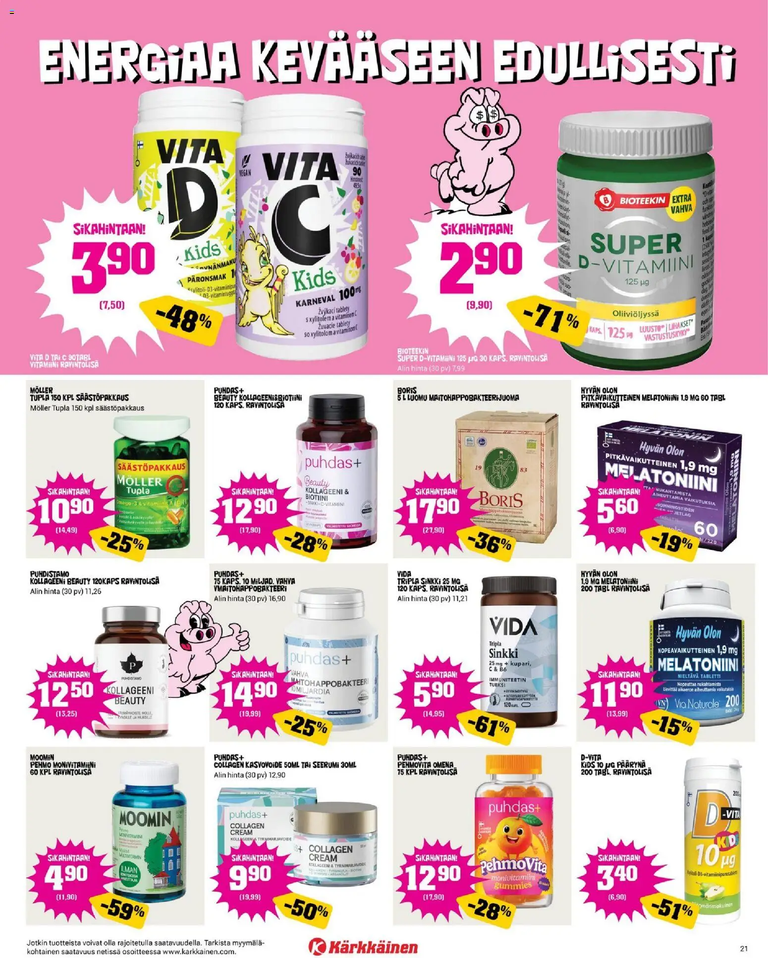 Kärkkäinen tarjoukset – voimassa 08.04.2026 alkaen | Sivu: 21 | Tuotteet: Seerumi, Kasvovoide, Tabletti