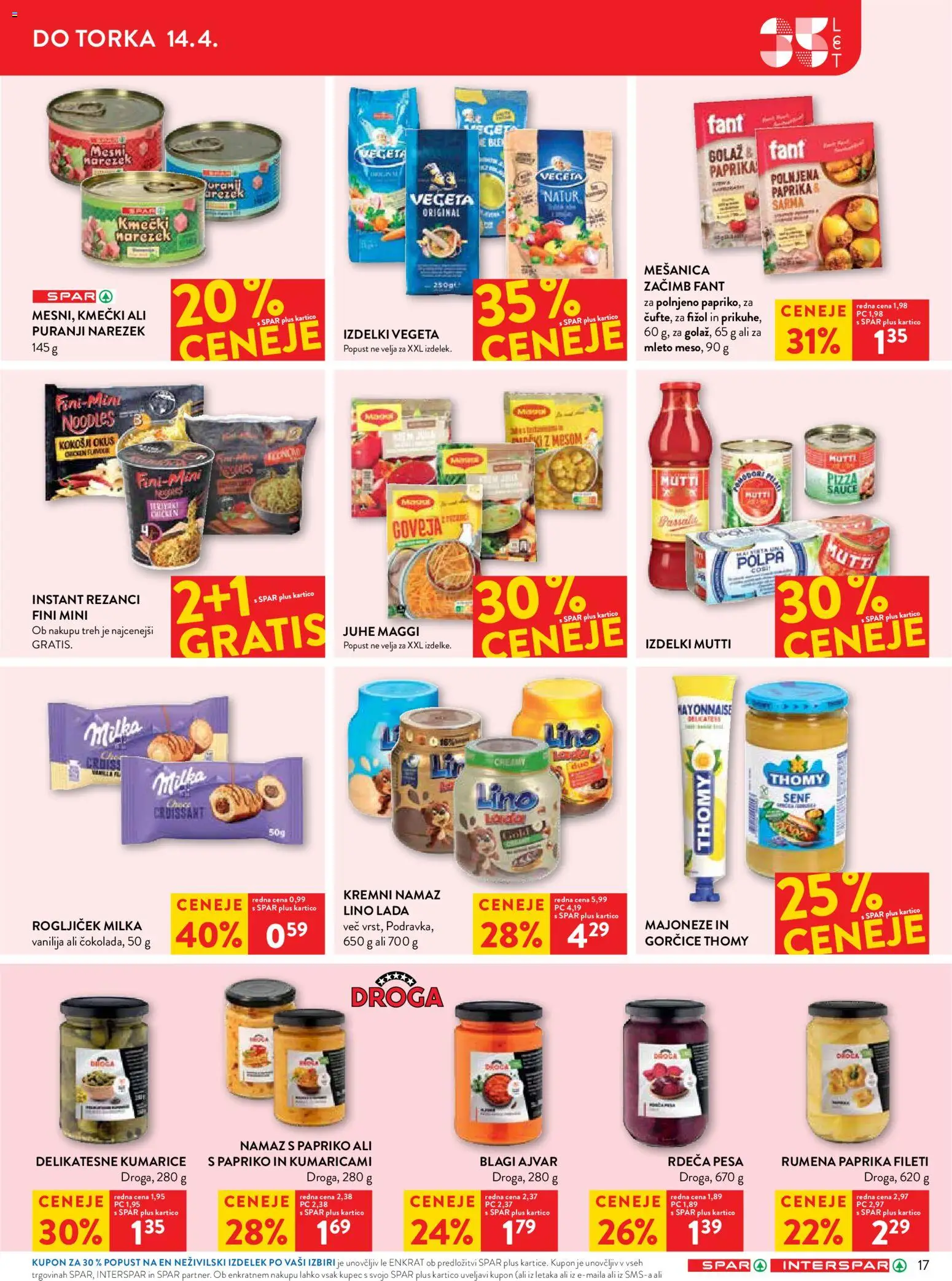Novi Spar katalog ponudbe – veljaven od 08.04.2026 | Stran: 19 | Izdelki: Rezanci, Narezek, Namaz, Pesa