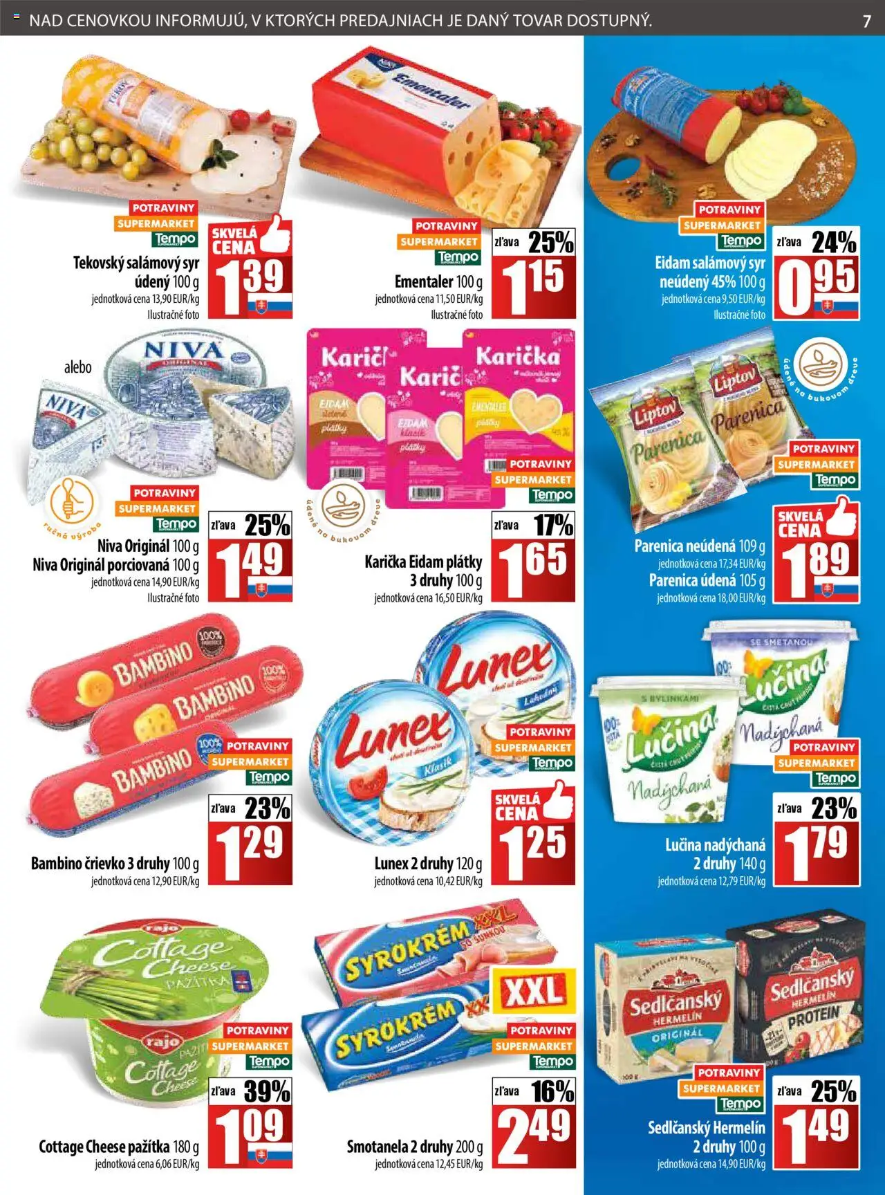 COOP Jednota leták │ platný od 31.07.2025 | Strana: 7 | Produkty: Syr, Pažítka, Eidam, Protein
