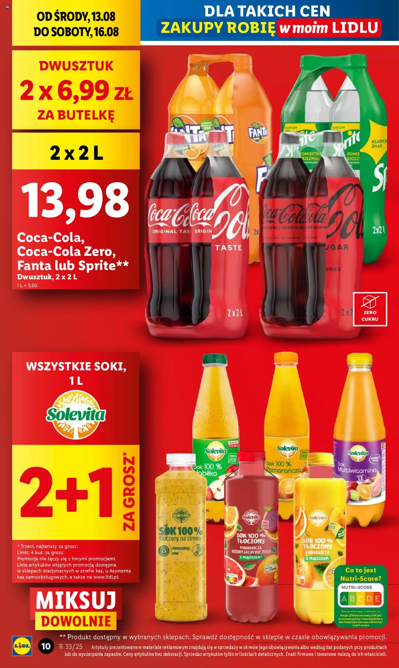 Lidl Gazetka od 13.08.2025 | Strona: 10 | Produkty: Sprite, Pitaja, Sok
