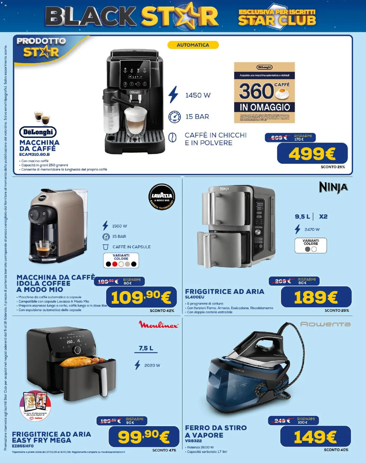 Volantino Euronics del 05.02.2026 | Pagina: 18 | Prodotti: Macchina da caffe, Caffe in capsule, Lavazza, Friggitrice