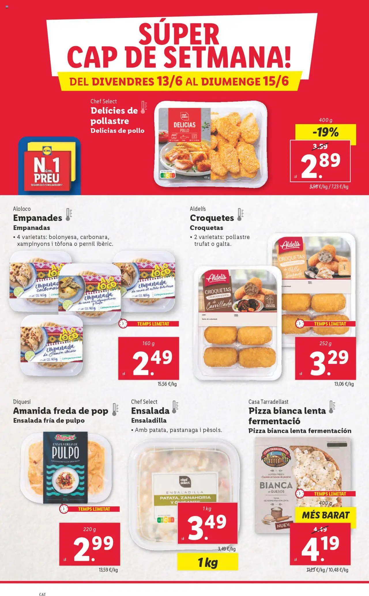 Lidl catálogo BCN │ válido desde el 09.06.2025 | Página: 18 | Productos: Ensaladilla, Pizza, Zanahoria, Ensalada