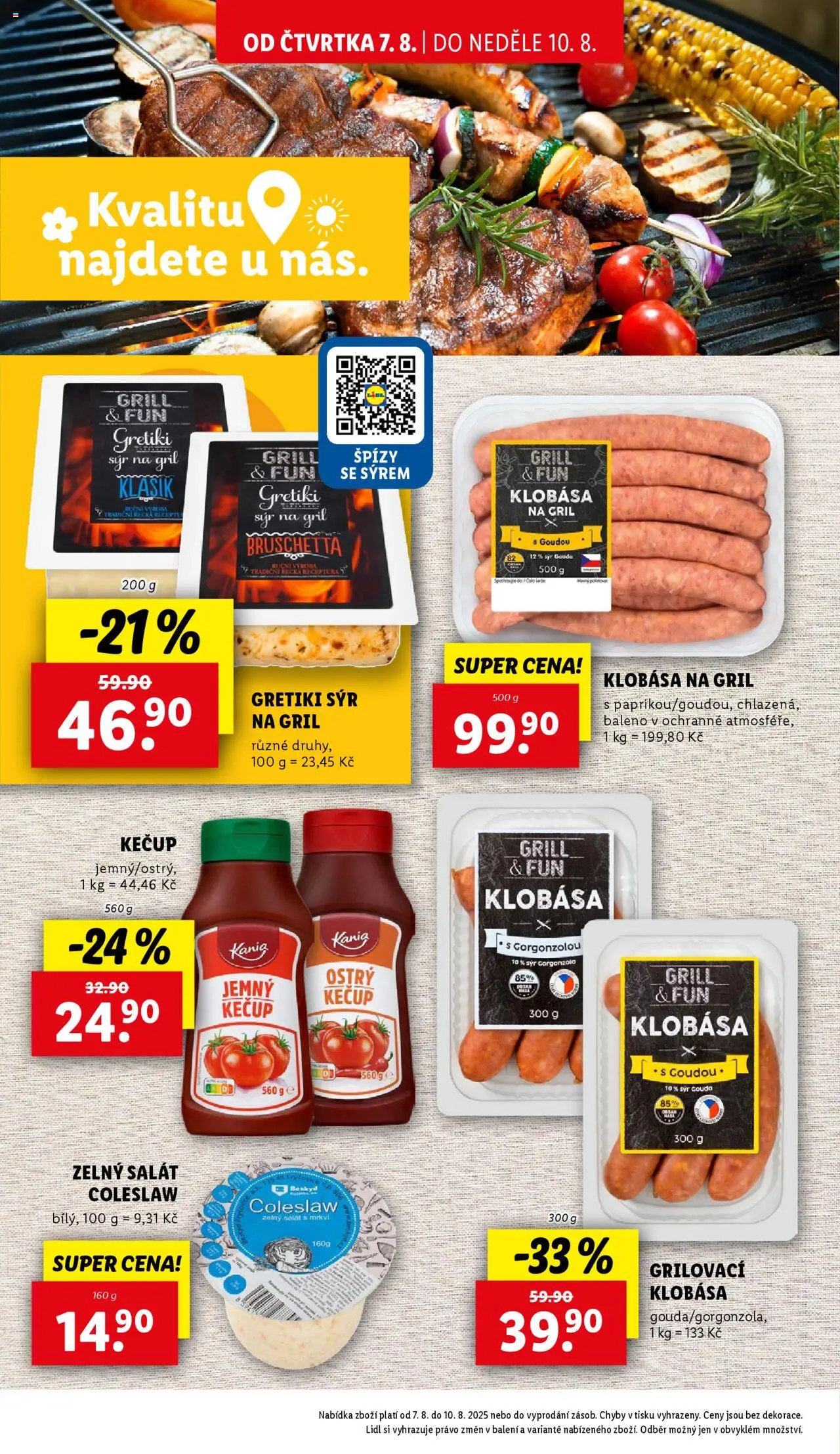 Lidl leták od 07.08.2025 | Strana: 24 | Produkty: Sýr na gril, Salát, Klobása, Bruschetta