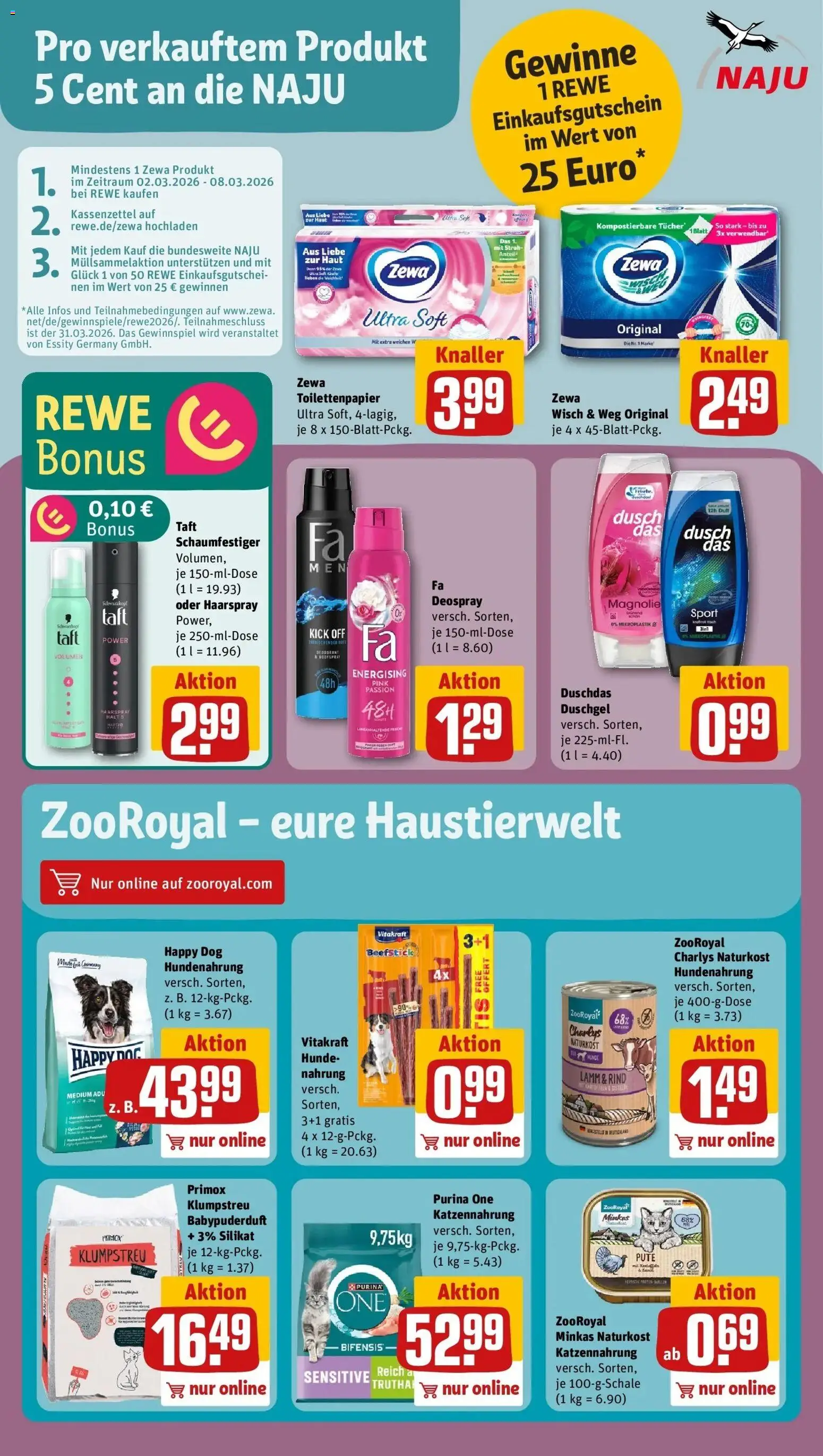 Rewe Prospekt Düsseldorf	 – gültig ab 02.03.2026 | Seite: 17 | Produkte: Purina one, Öl, Shower Gel, Toilettenpapier