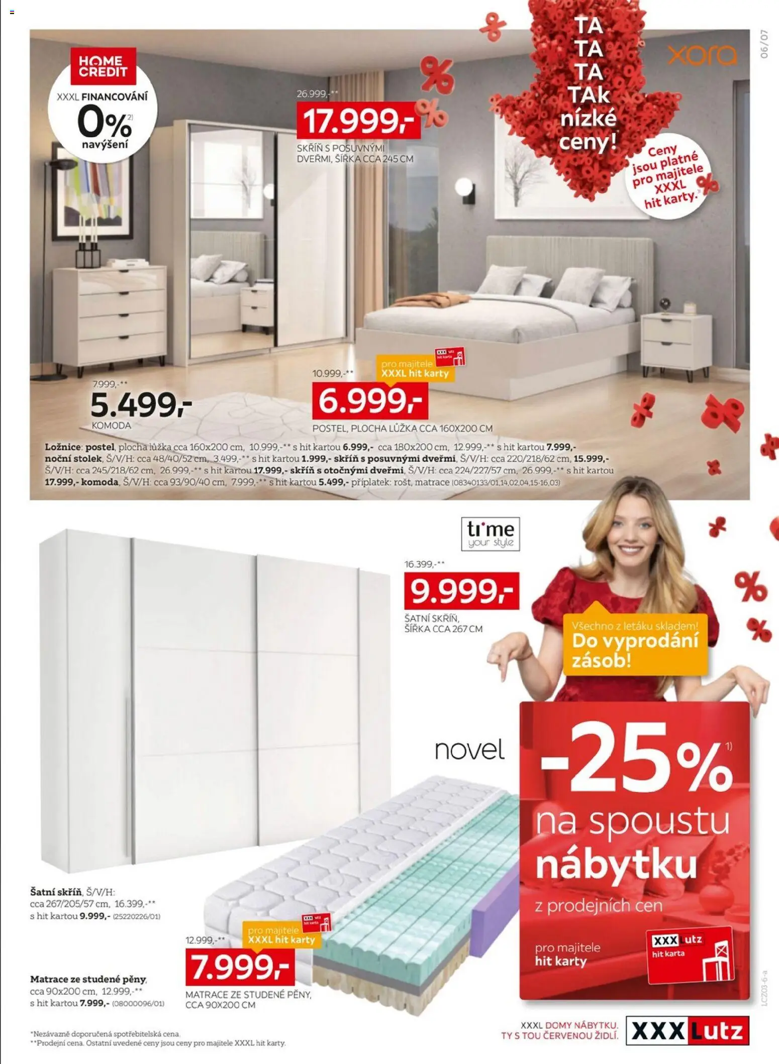 XXXLutz leták - Sleva 25 % na téměř vše od 09.03.2026 | Strana: 7 | Produkty: Matrace, Komoda, Karty, Skříň