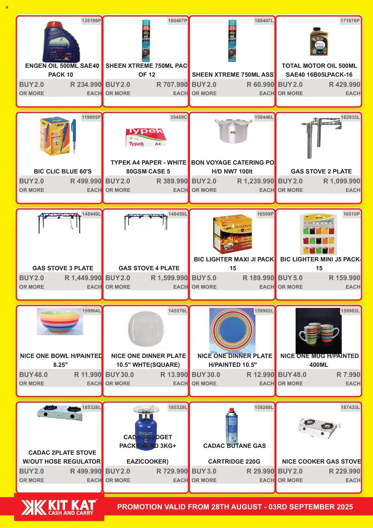KIT KAT Cash & Carry - Weekly Traders Special │ valid from 28.08.2025 | Page: 29 | Products: Plate, Oil, Gas stove, Paper