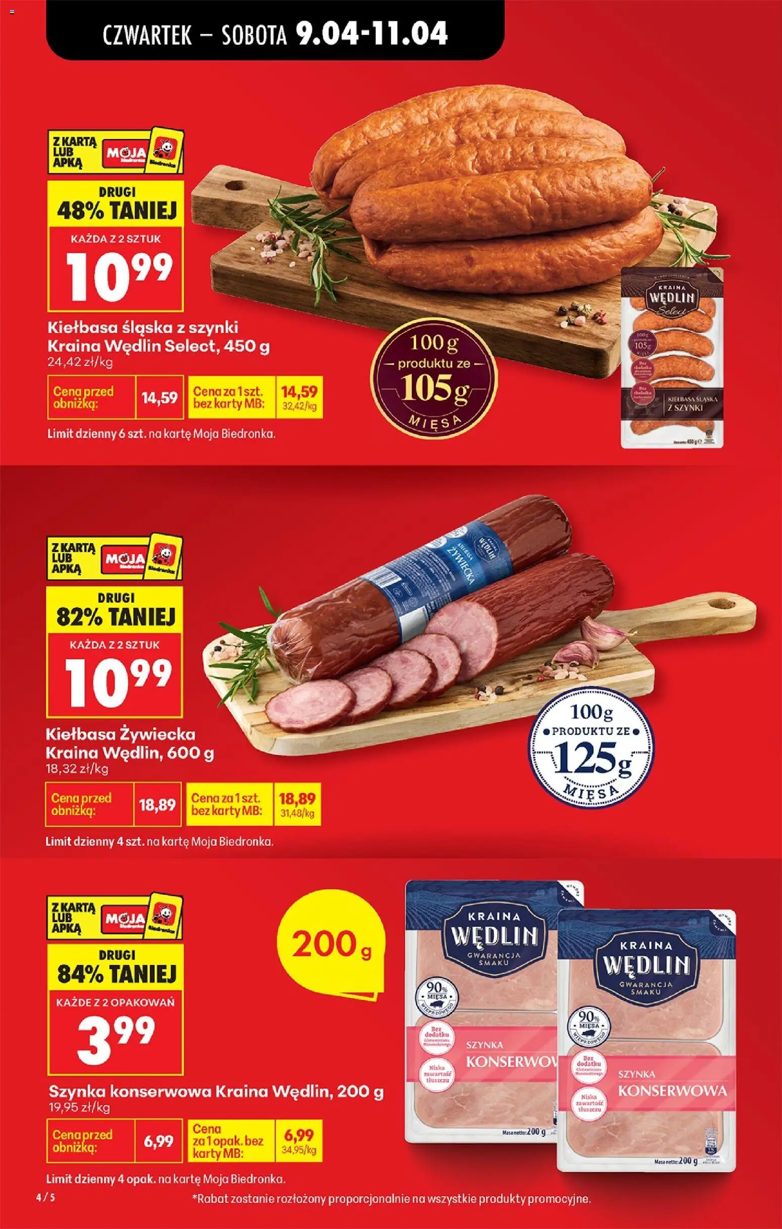 Biedronka gazetka od czwartku od 09.04.2026 | Strona: 6 | Produkty: Kiełbasa, Karta, Szynka, Kiełbasa śląska