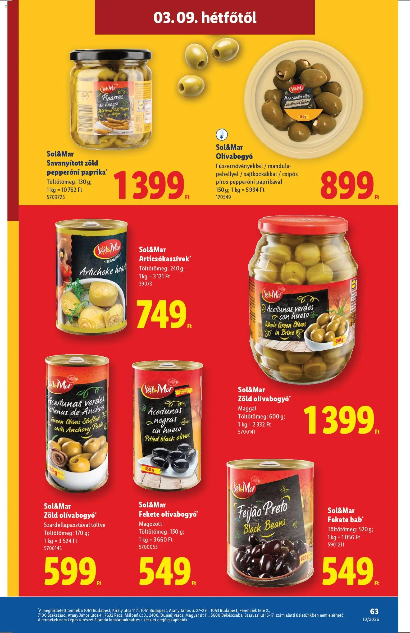 Lidl akciós ujság - amely érvényes a következő dátumtól: 05.03.2026 | Oldal: 63 | Termékek: Mandula, Olívabogyó