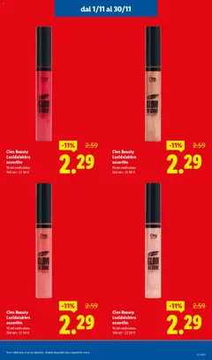Anteprima del volantino Cien Beauty Lucidalabbra assortito, Lip gloss, 10 ml confezione, assorted colors valido a partire dal 01.11.2025 | Pagina: 17