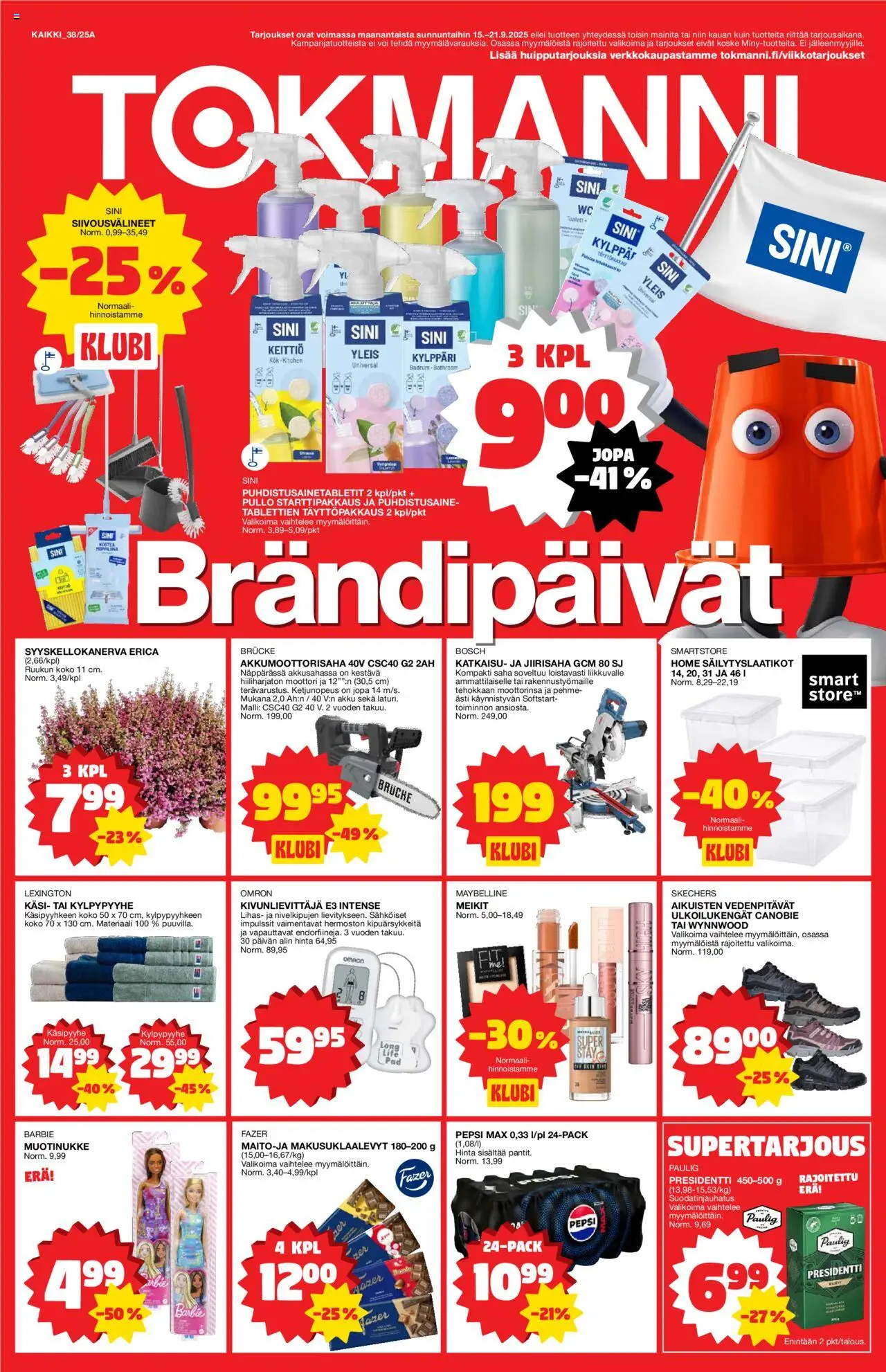 Tokmanni tarjoukset – voimassa 15.09.2025 alkaen | Sivu: 1 | Tuotteet: Säilytyslaatikot, Akku, Pepsi, Puhdistusaine