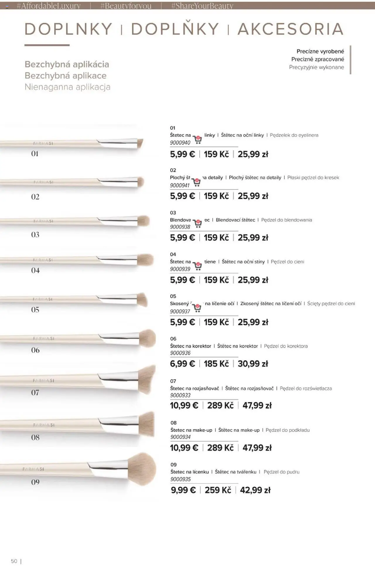 Nové Farmasi akcie – leták je platný od 24.09.2025 | Strana: 50 | Produkty: Korektor, Rozjasňovač, Štetec