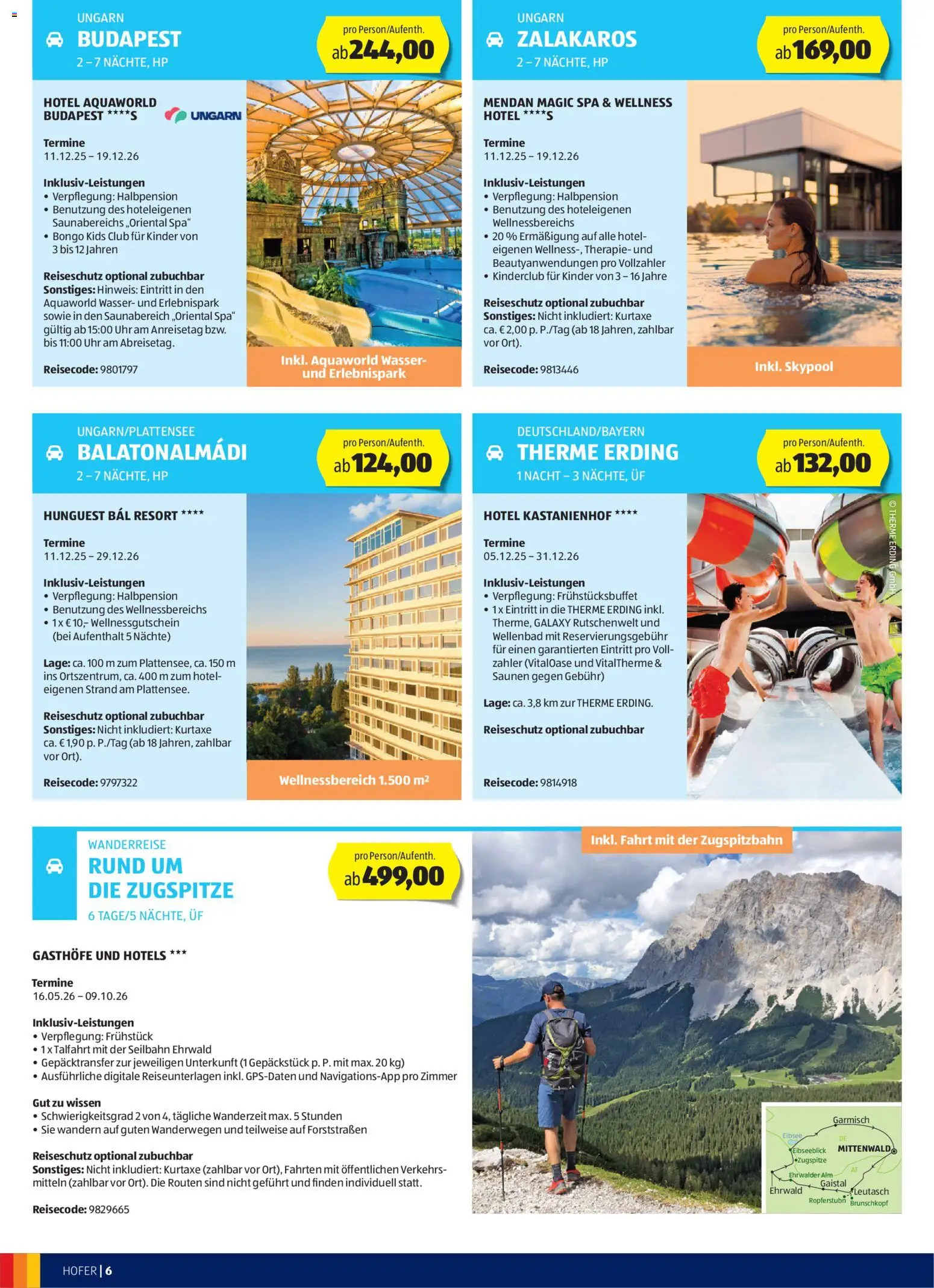 Hofer Reisen Flugblatt gültig ab 03.12.2025 | Seite: 6 | Produkte: Wasser, Uhr