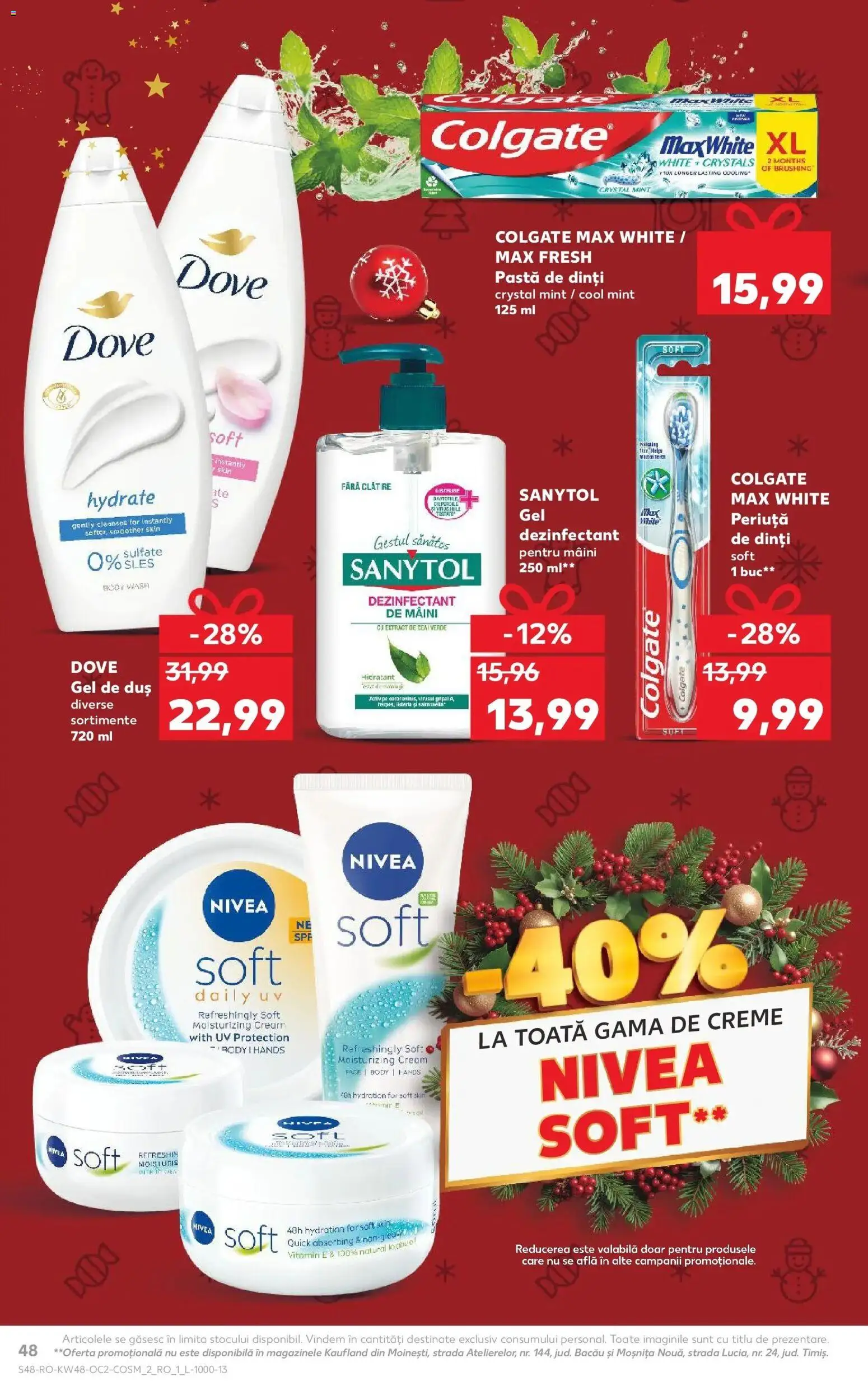 Noul catalog Kaufland – valabil de la 26.11.2025 | Pagină: 48 | Produse: Body, Duș, Pastă de dinți, Gel dezinfectant